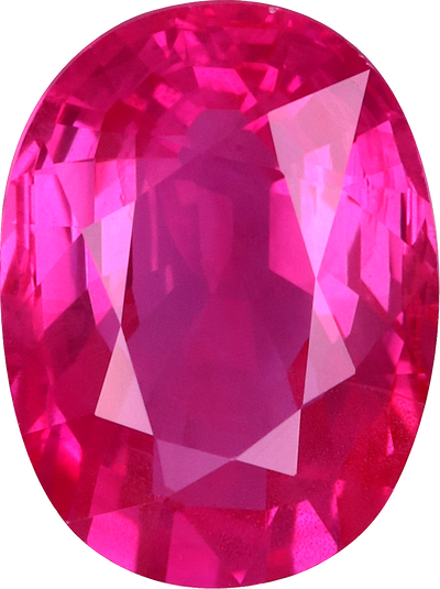 Oval cut burma ruby, 5.73 by 7.72 mm, shown at actual size