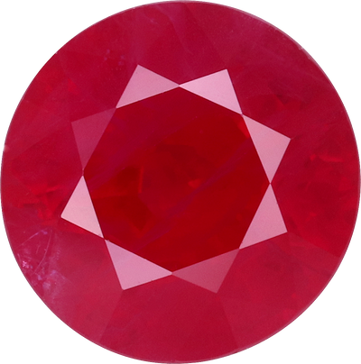 Round cut burma ruby, 6.73 by 6.88 mm, shown at actual size