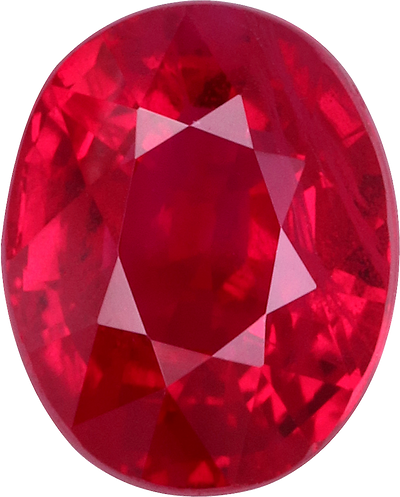 Oval cut burma ruby, 6.02 by 4.83 mm, shown at actual size