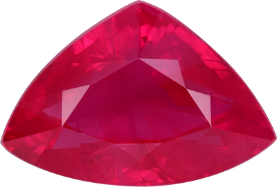 Fancy cut burma ruby, 8.03 by 5.47 mm, shown at actual size