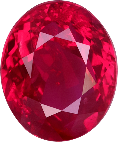 Oval cut burma ruby, 6.3 by 5.19 mm, shown at actual size