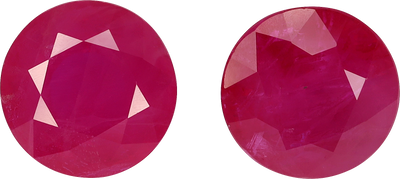 Round cut burma ruby, 6.9 by 6.8 mm, shown at actual size