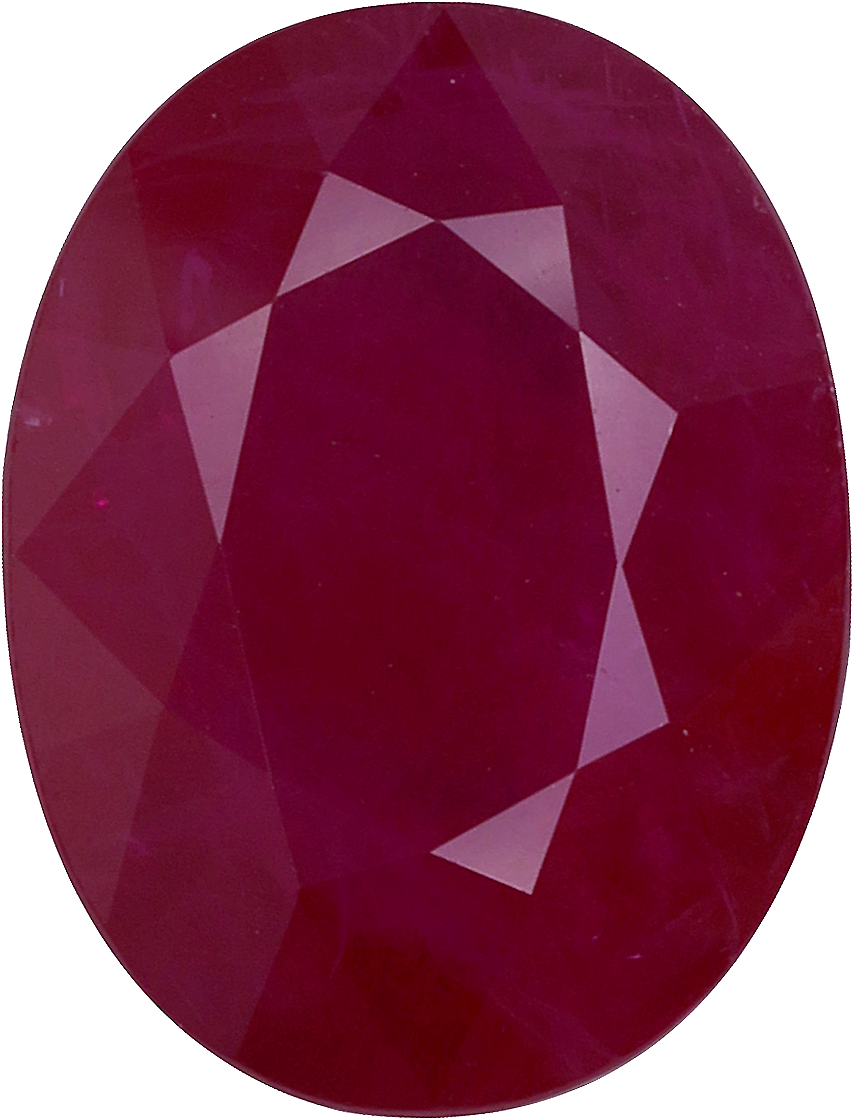 Oval cut burma ruby, 10.91 by 8.29 mm, shown at actual size
