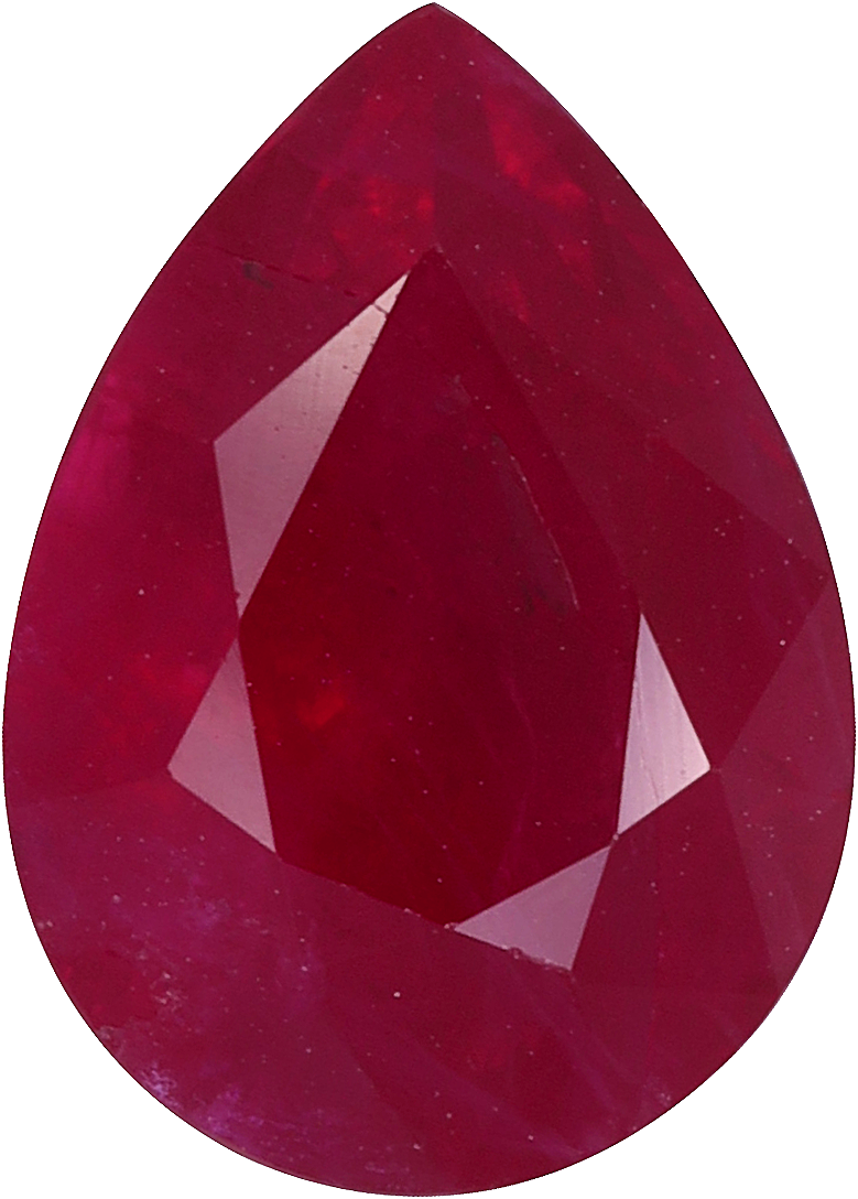Pear cut burma ruby, 10.19 by 7.32 mm, shown at actual size