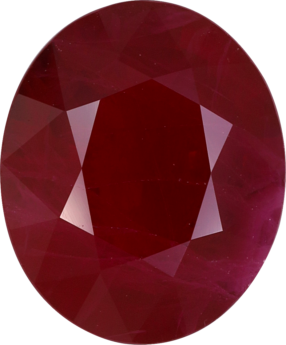 Oval cut burma ruby, 10.74 by 8.92 mm, shown at actual size