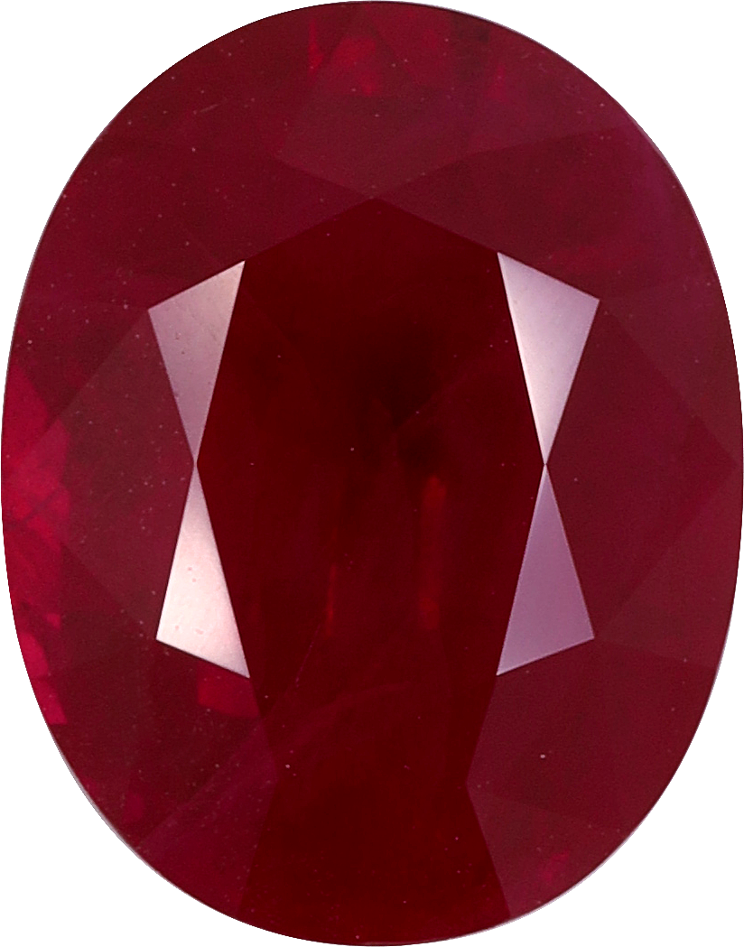 Oval cut burma ruby, 9.92 by 7.8 mm, shown at actual size
