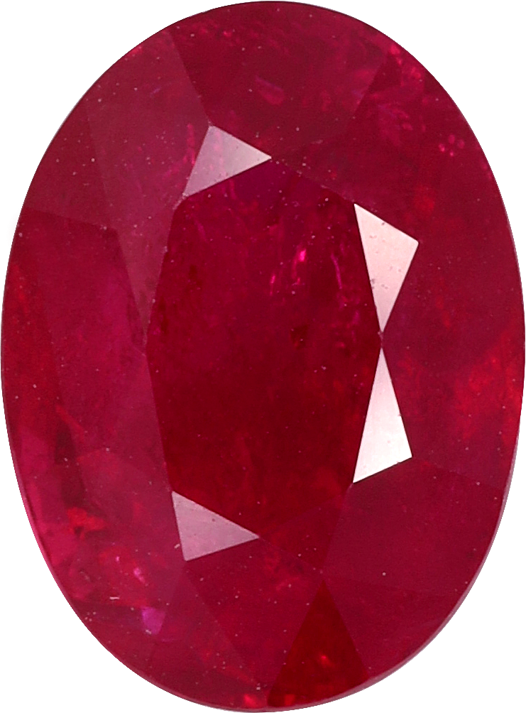 Oval cut burma ruby, 9.42 by 7 mm, shown at actual size