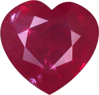 Heart cut burma ruby, 7.89 by 7.5 mm, shown at actual size