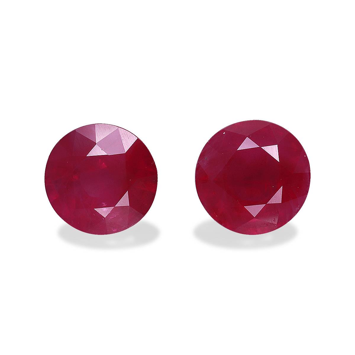 Rose Red Burma Ruby 3.92ct - 7mm Pair