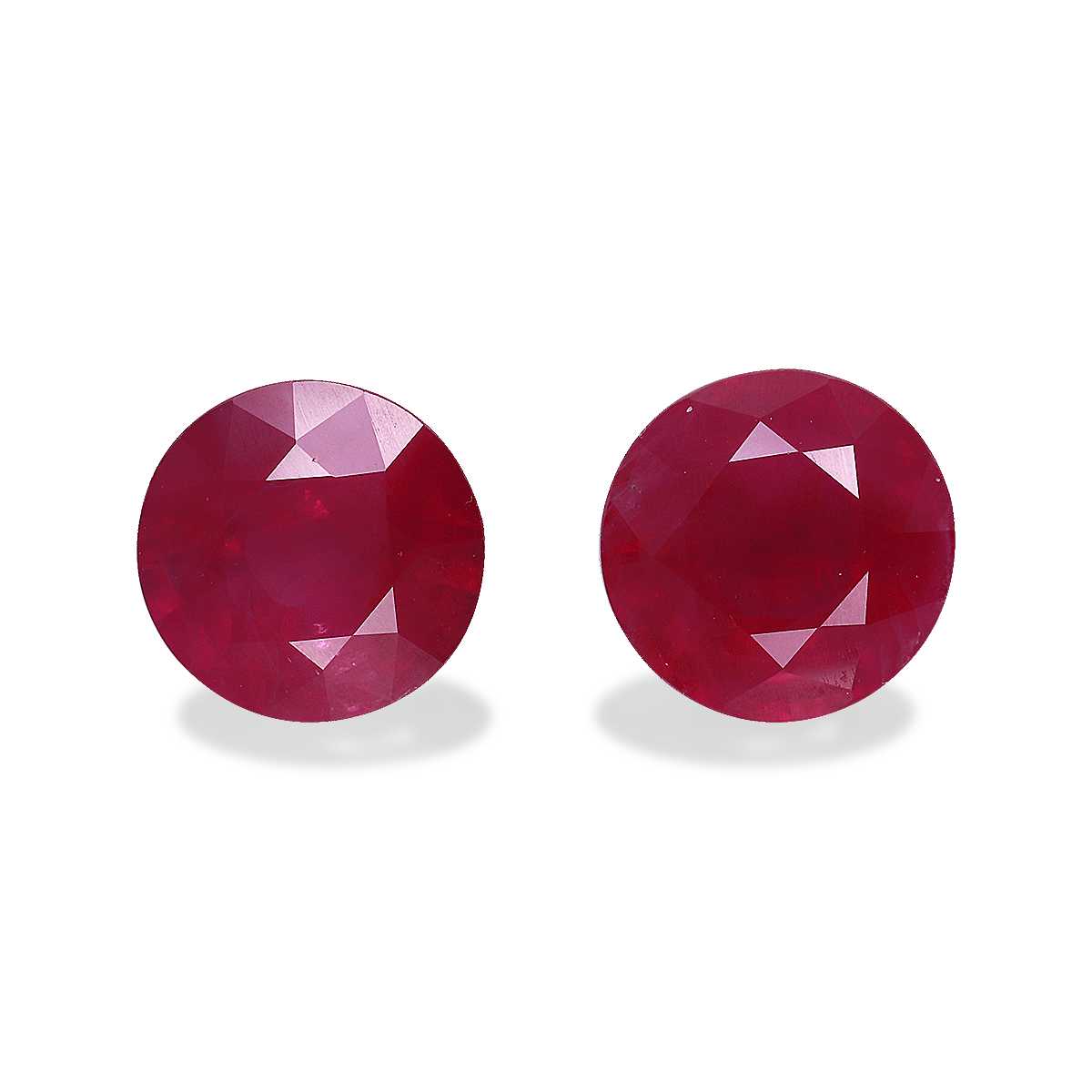 Rose Red Burma Ruby 3.92ct - 7mm Pair