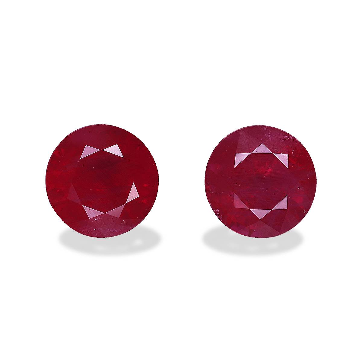 Rose Red Burma Ruby 3.57ct - 7mm Pair