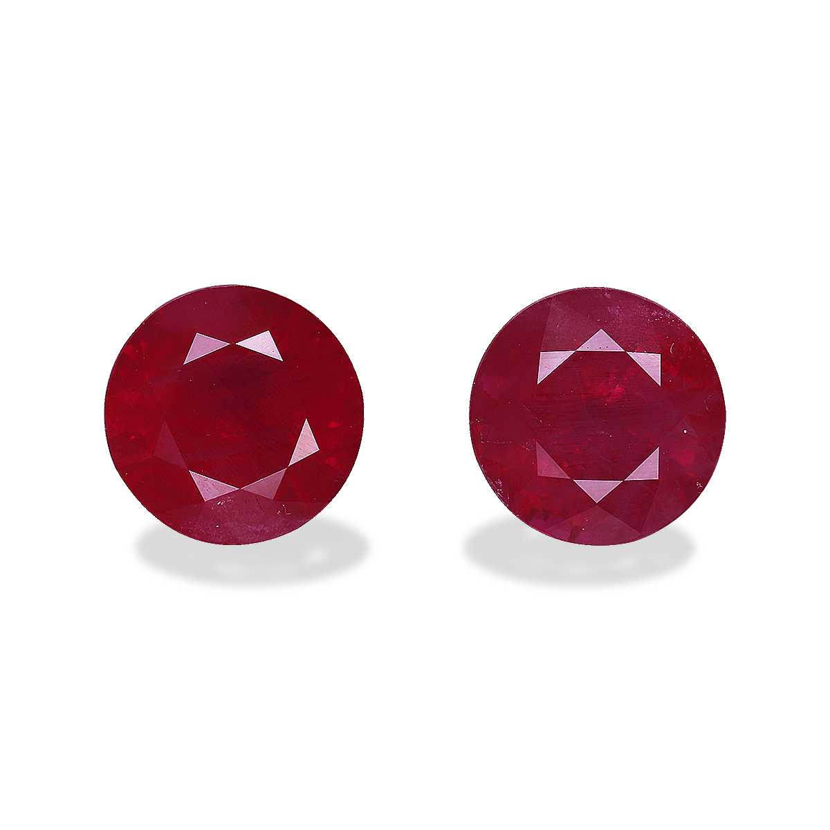 Rose Red Burma Ruby 3.57ct - 7mm Pair