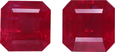 Square cut burma ruby, 6.38 by 6.33 mm, shown at actual size