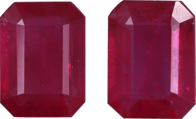 Rectangular cut burma ruby, 7.8 by 5.72 mm, shown at actual size