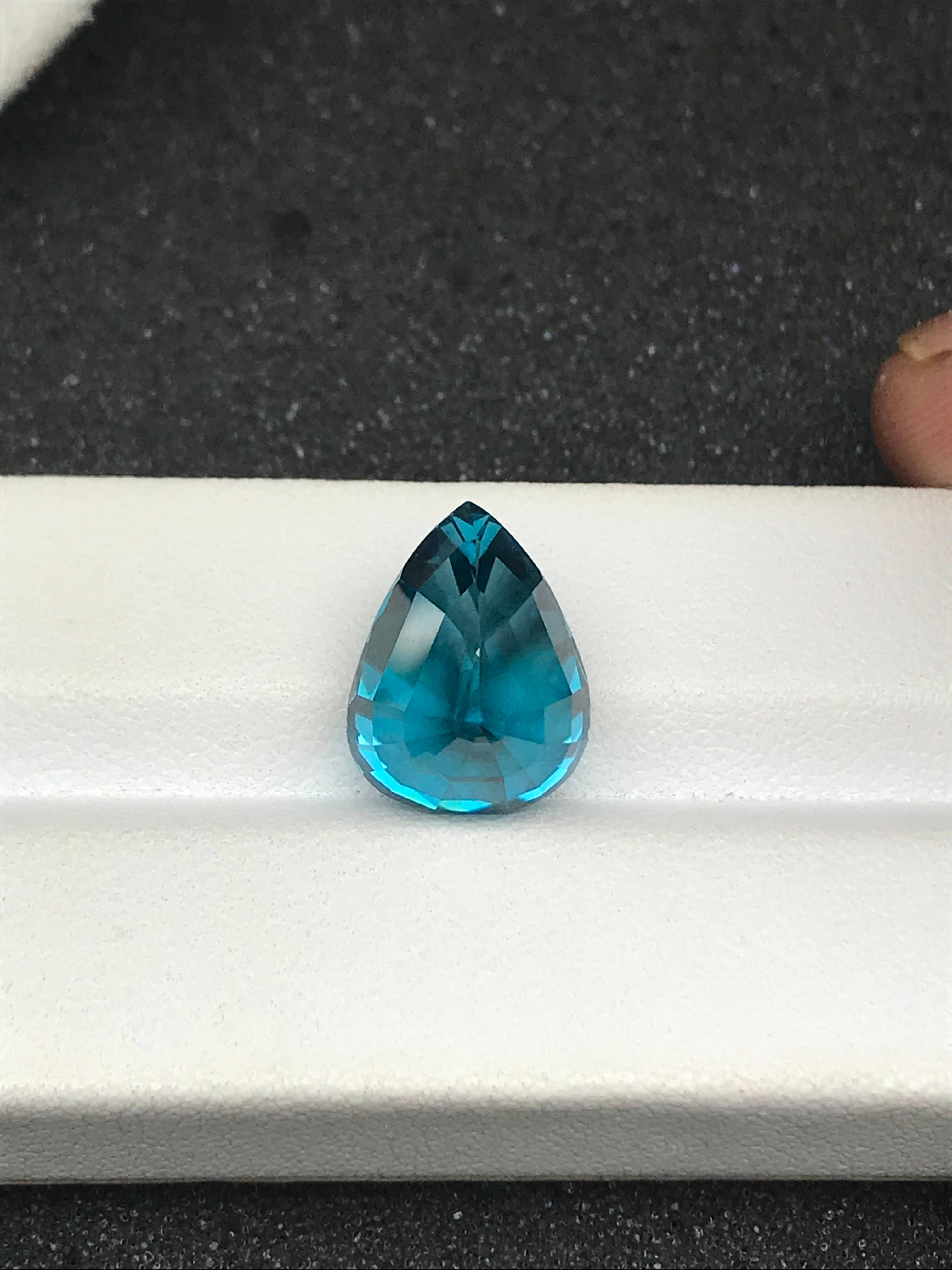 cobalt blue blue zircon, 14.36ct pear cut — view 5