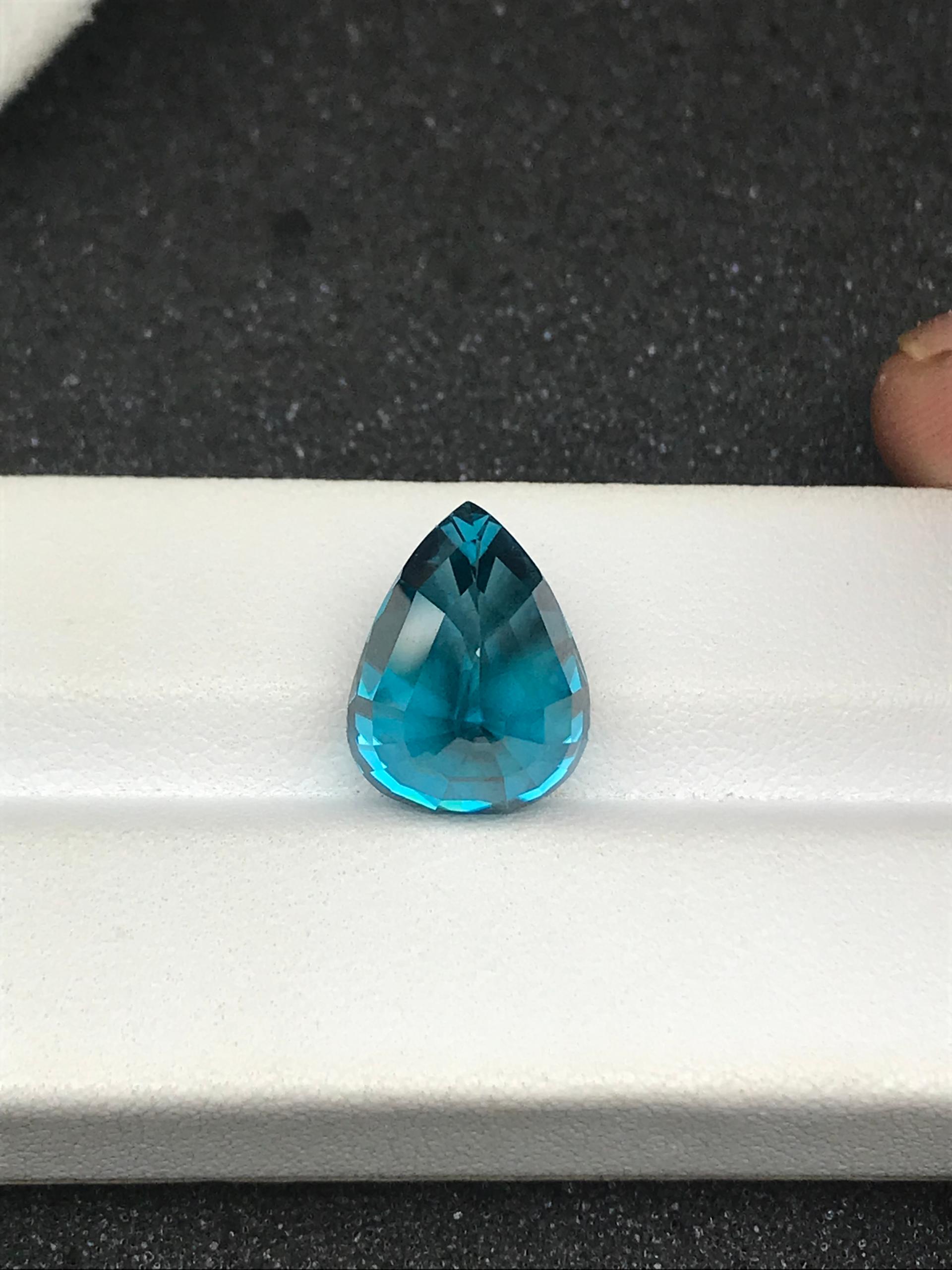 cobalt blue blue zircon, 14.36ct pear cut — view 5