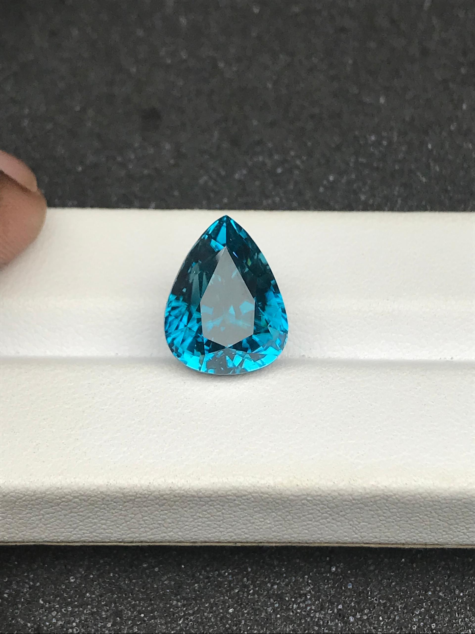 cobalt blue blue zircon, 14.36ct pear cut — view 6