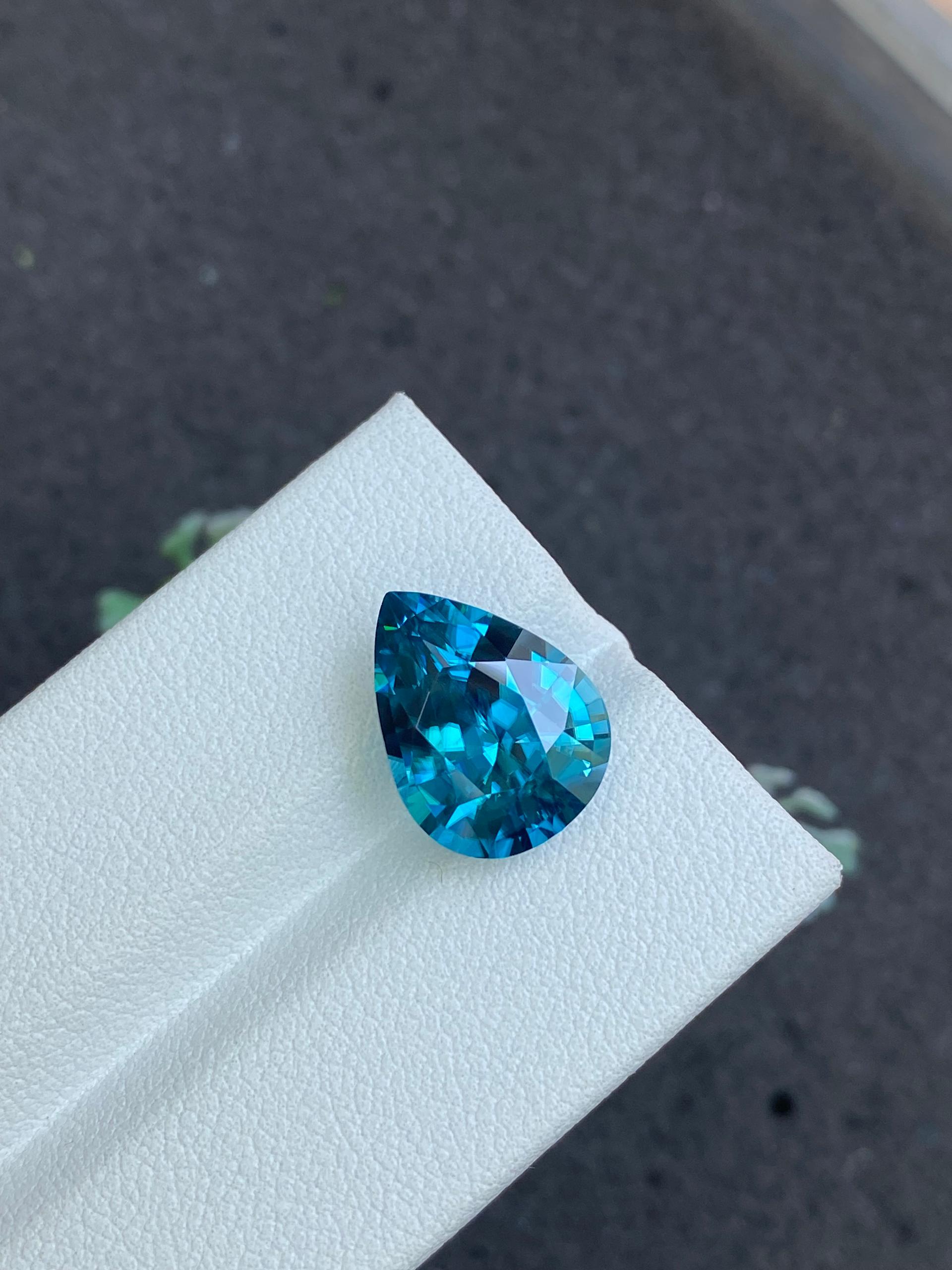 blue blue zircon, 8.63ct pear cut — view 5