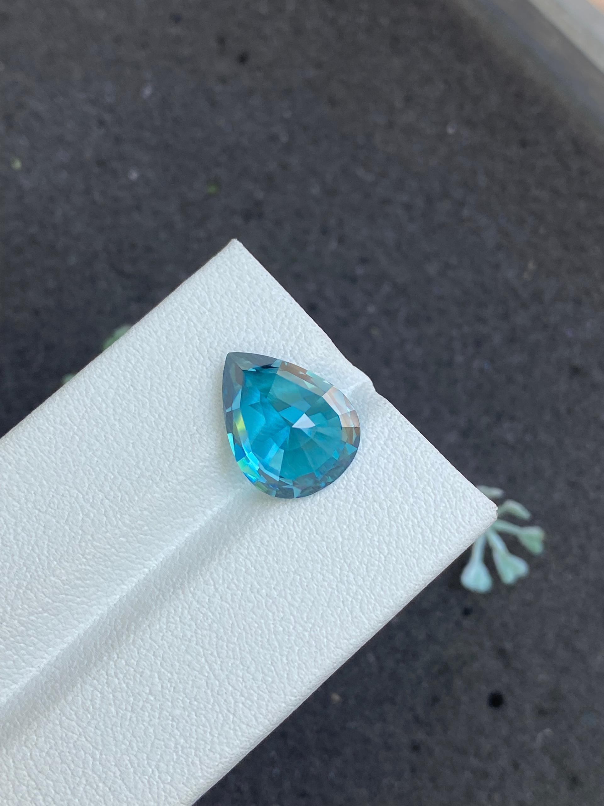 blue blue zircon, 8.63ct pear cut — view 6