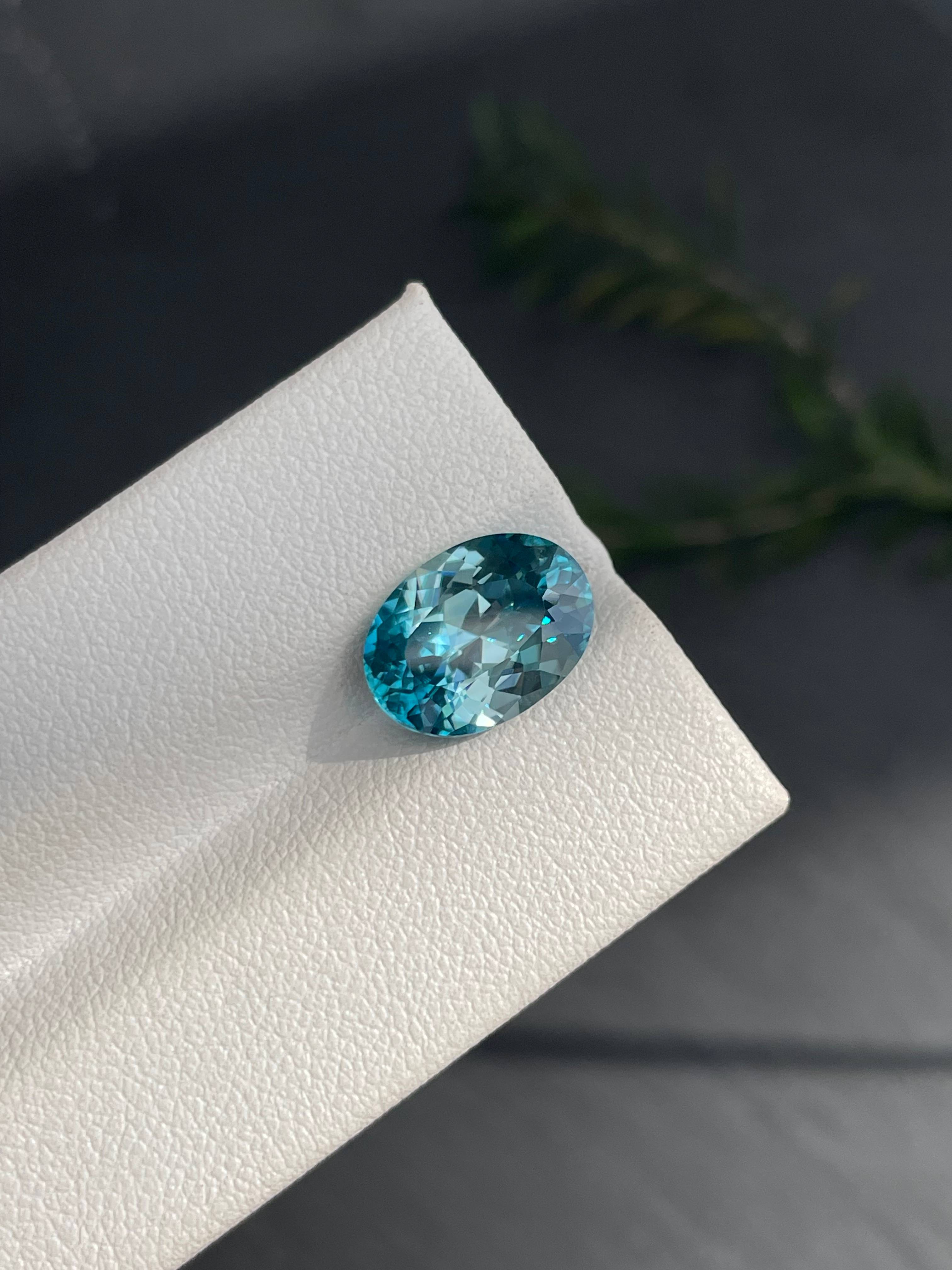 blue blue zircon, 6.12ct oval cut — view 5