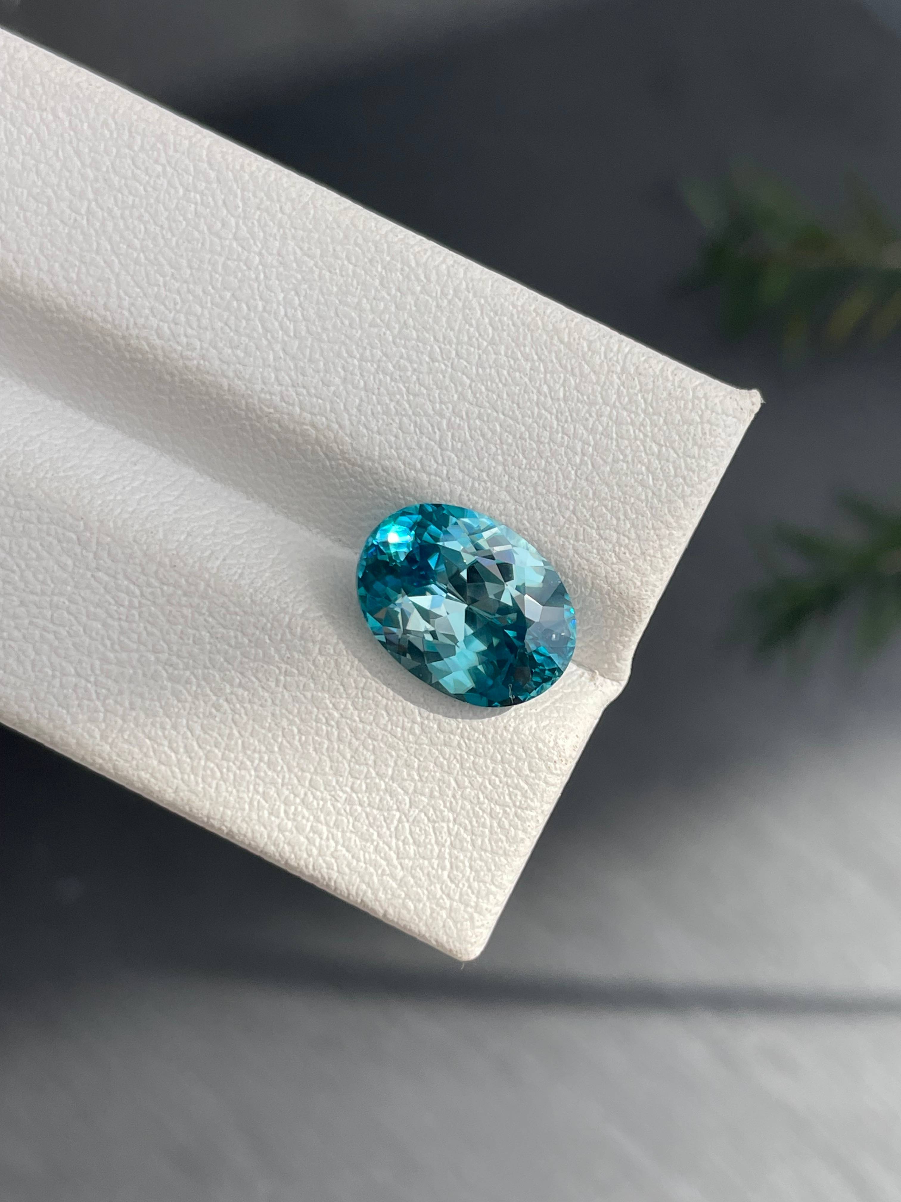 blue blue zircon, 6.12ct oval cut — view 6