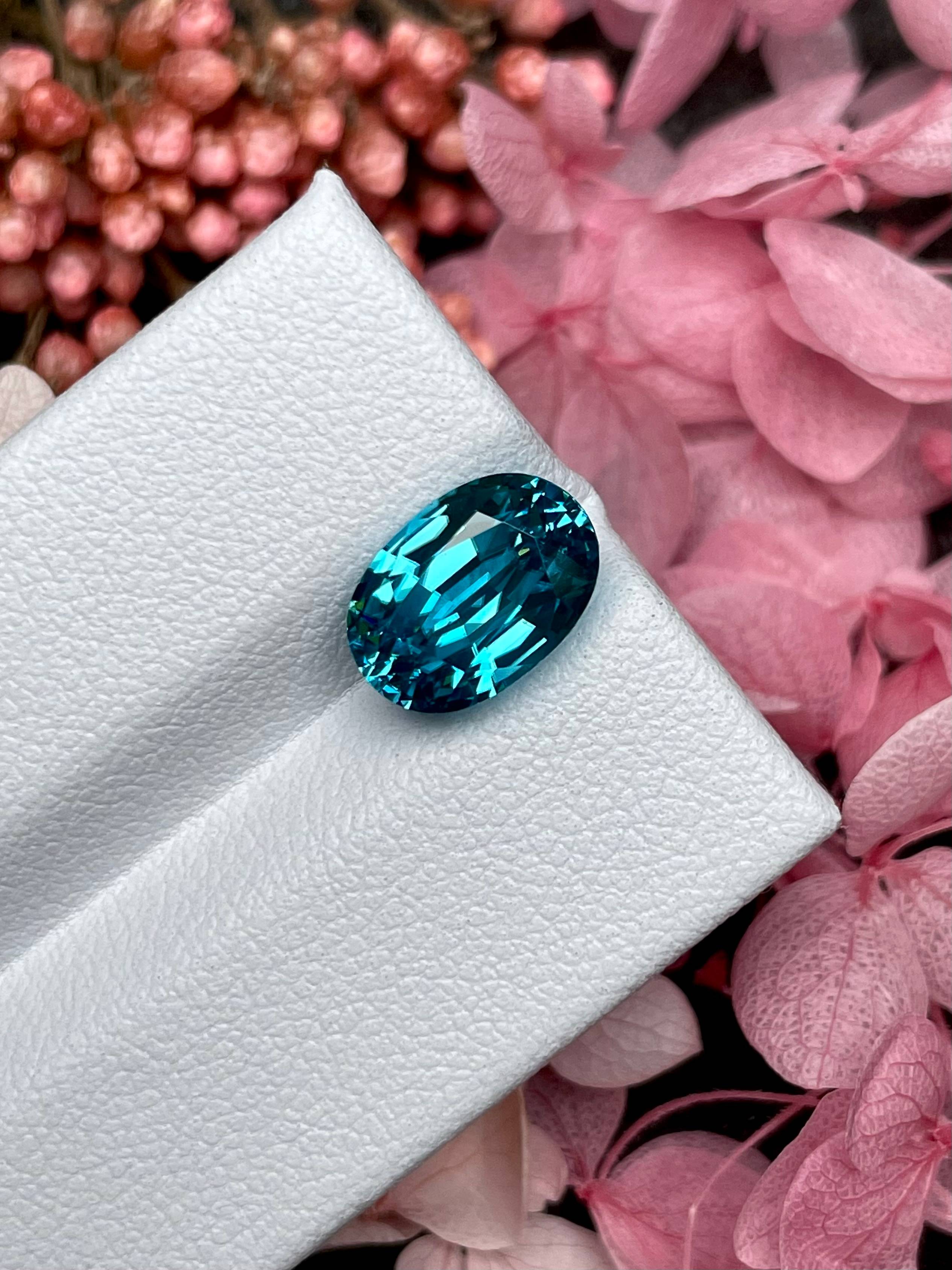 blue blue zircon, 5.89ct oval cut — view 5