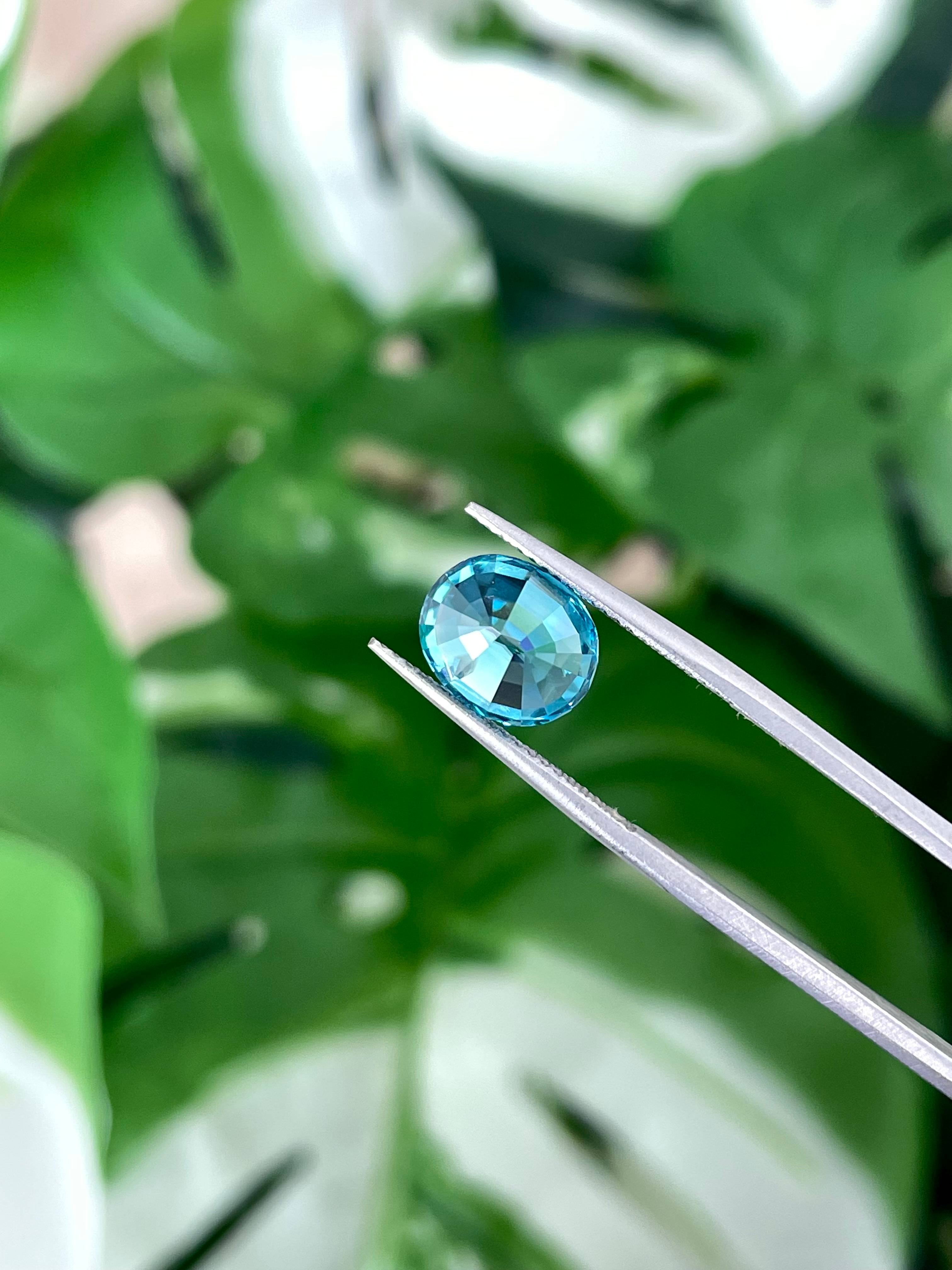 blue blue zircon, 6.29ct oval cut — view 5
