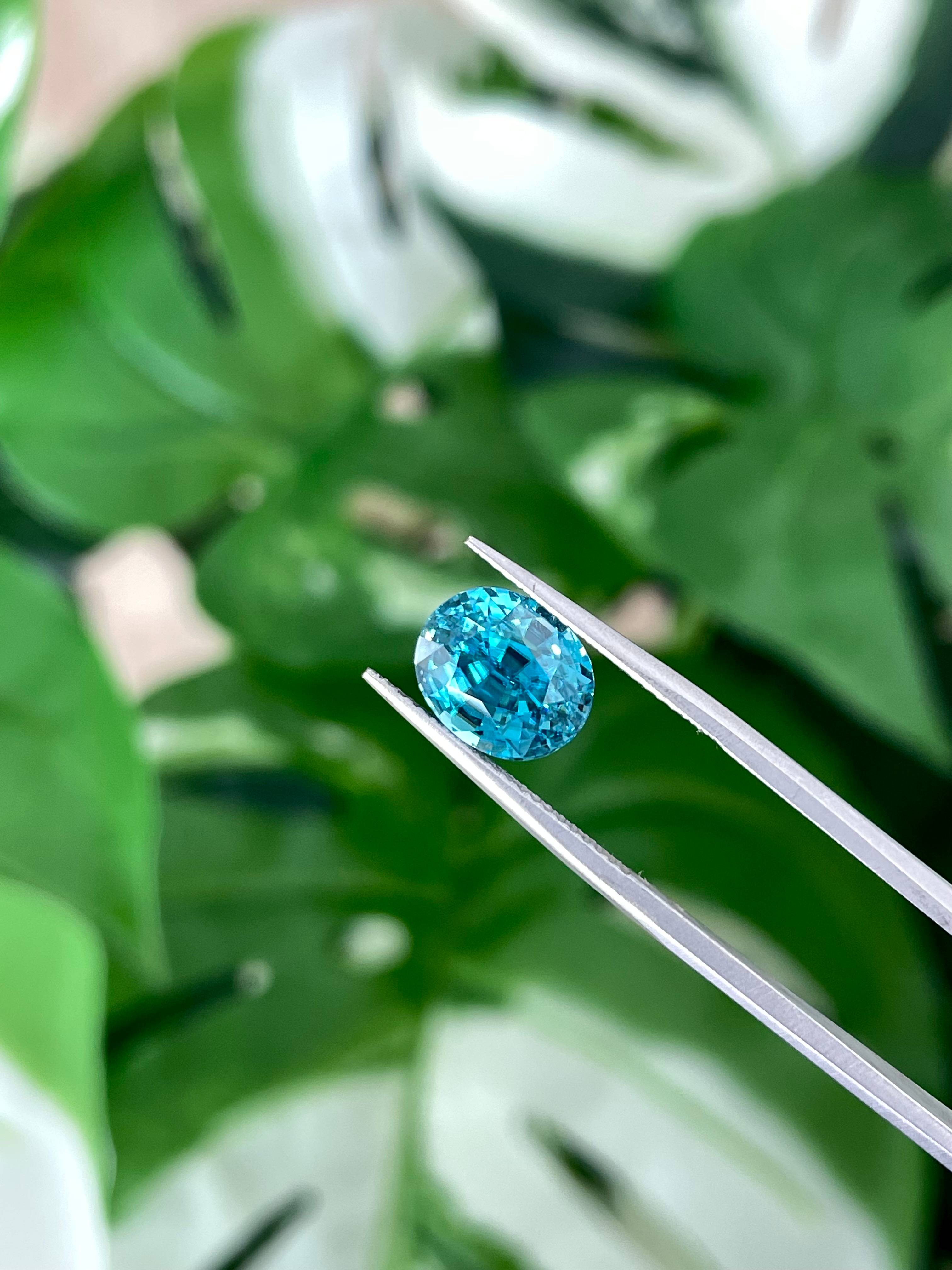 blue blue zircon, 6.29ct oval cut — view 6