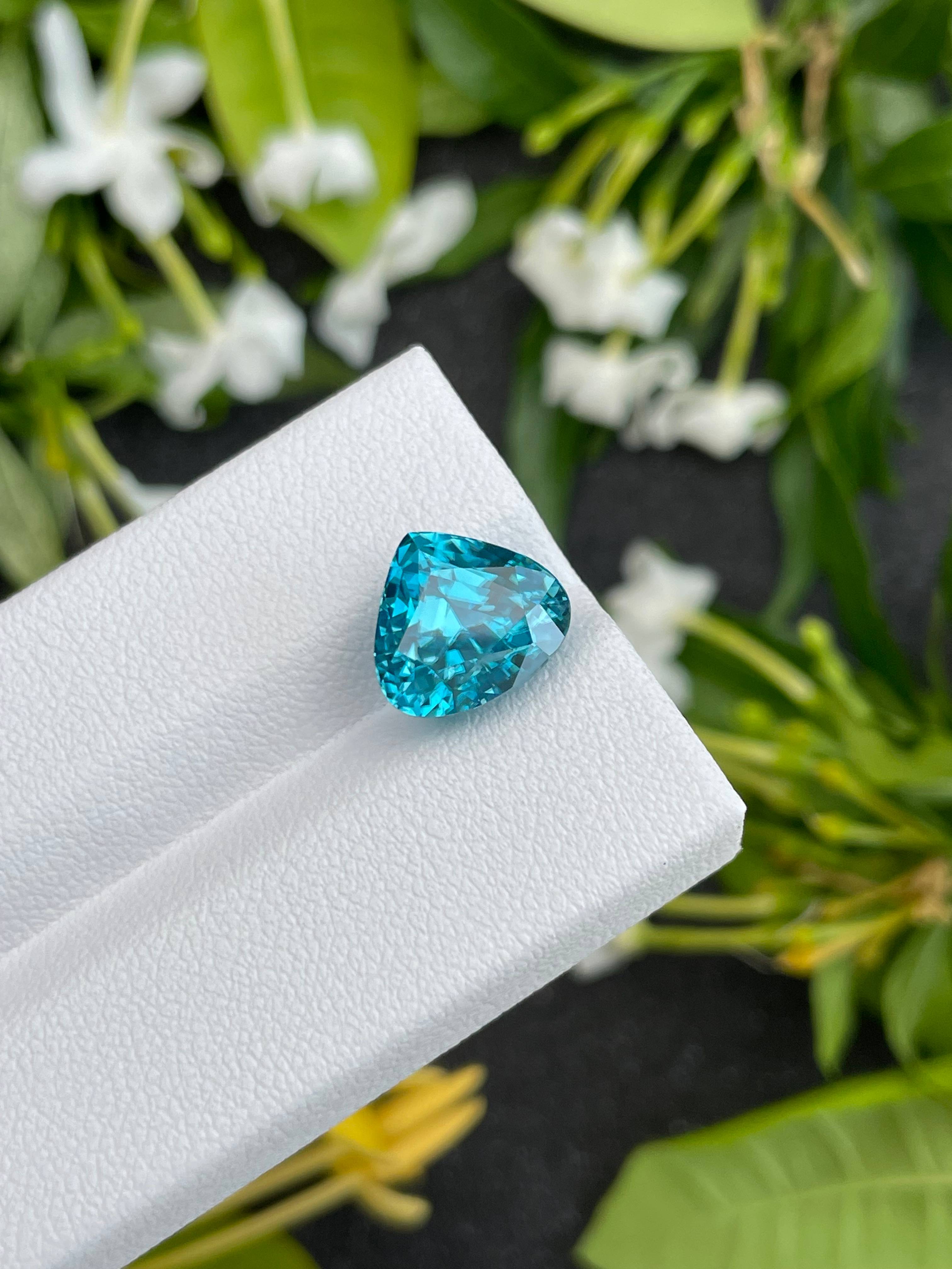 cobalt blue blue zircon, 7.69ct pear cut — view 5