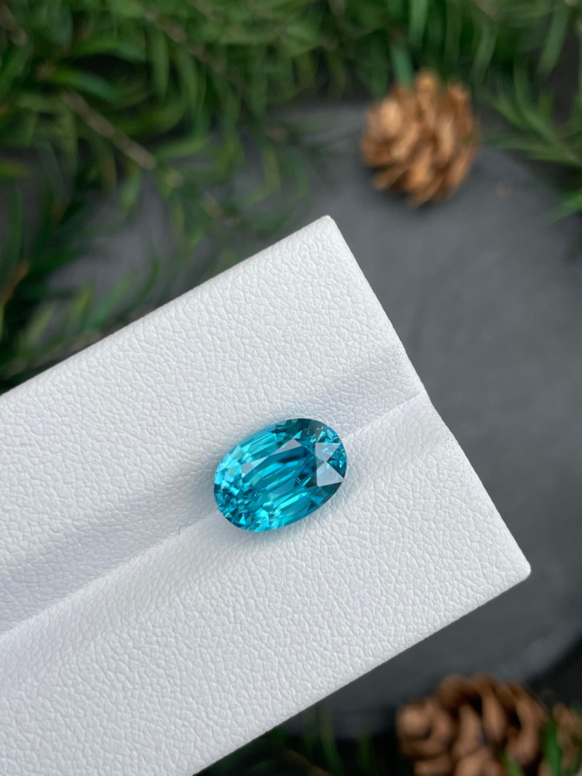 blue blue zircon, 5.8ct oval cut — view 5