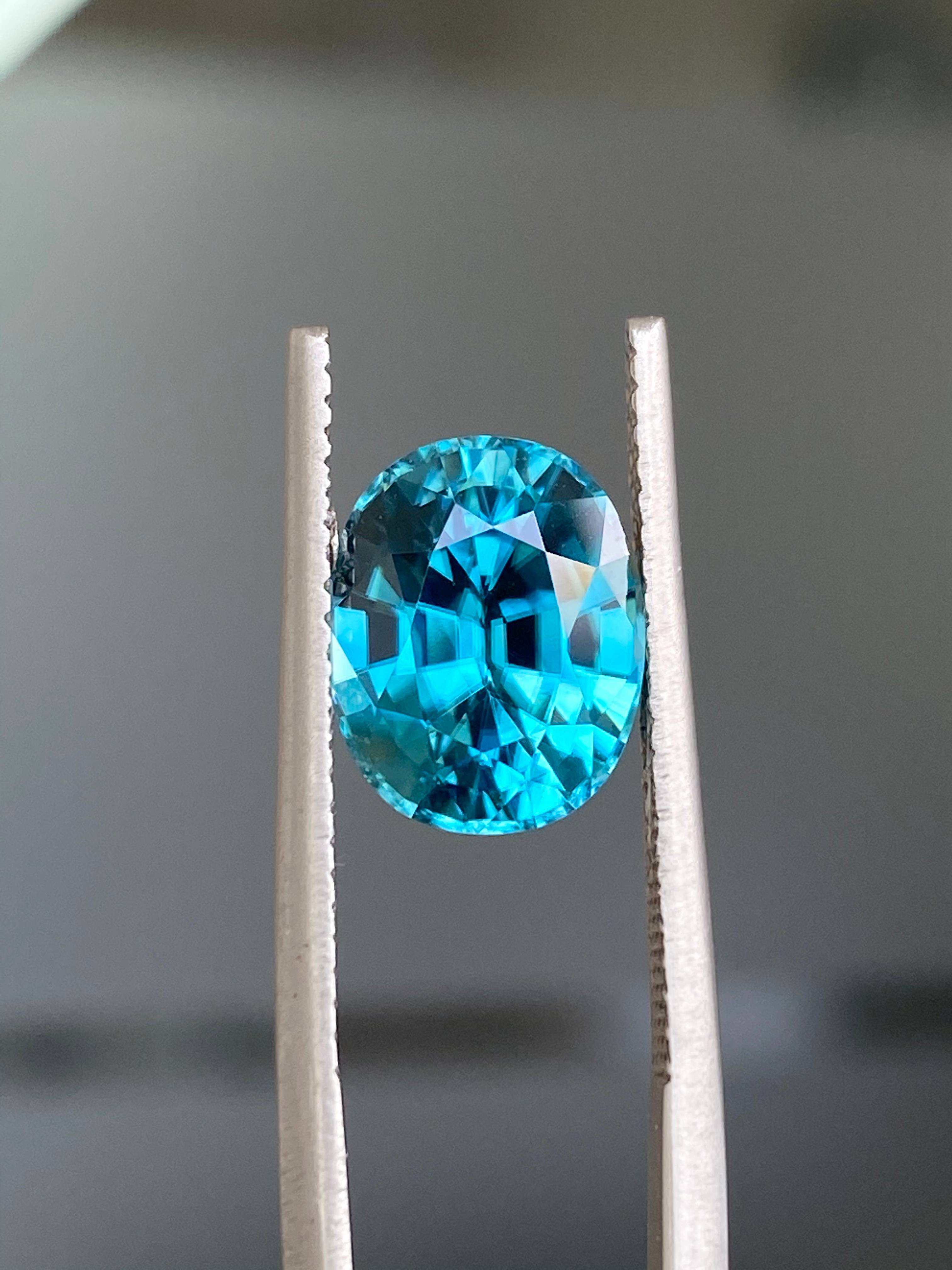 blue blue zircon, 5.28ct oval cut — view 5