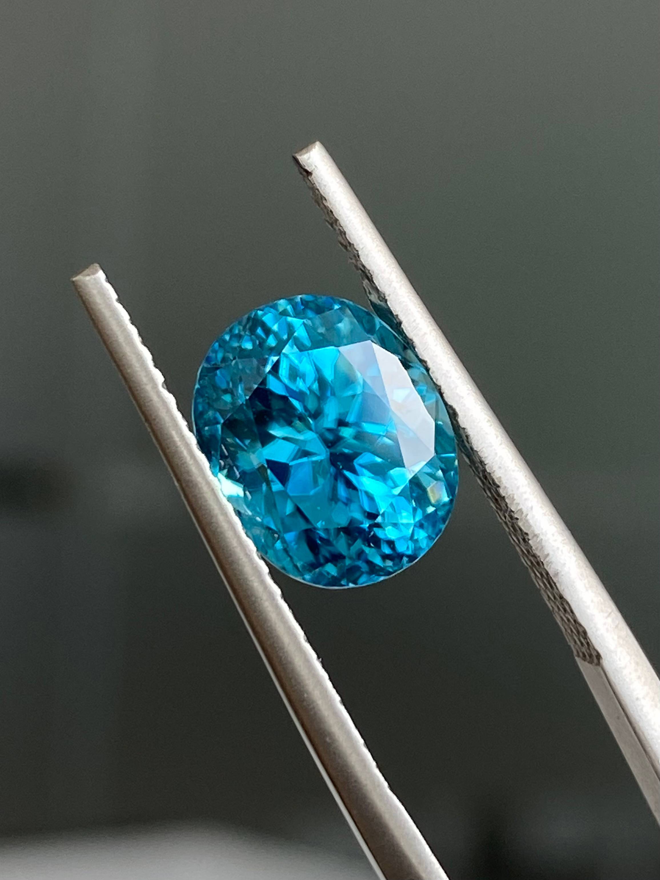 blue blue zircon, 5.63ct oval cut — view 5