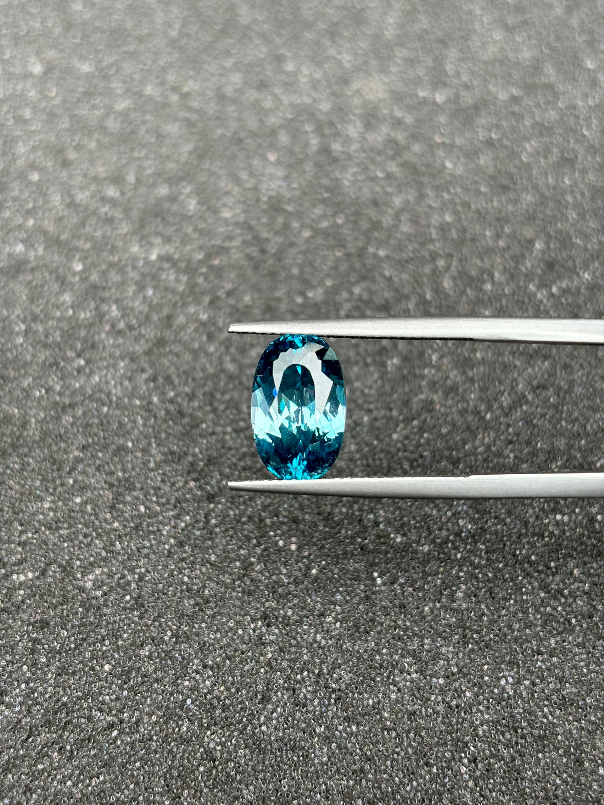 blue blue zircon, 7.17ct oval cut — view 6