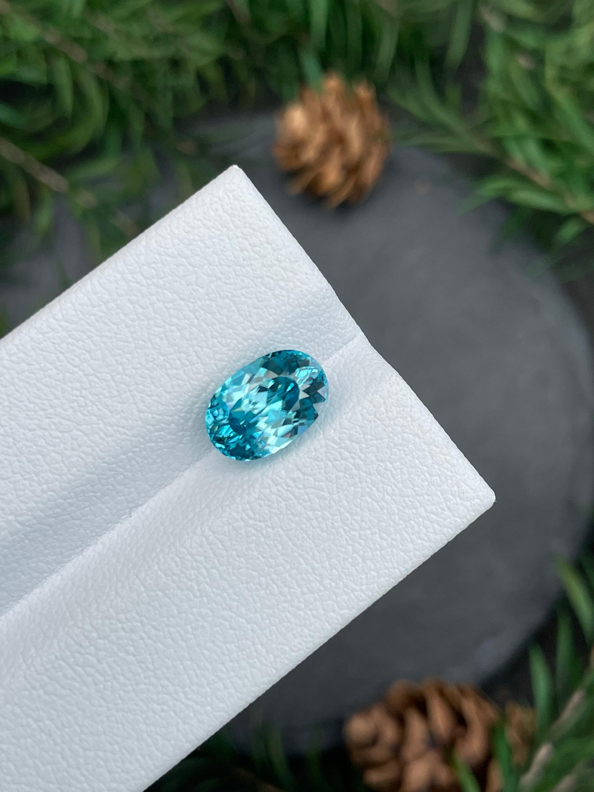 blue blue zircon, 3.7ct oval cut — view 5