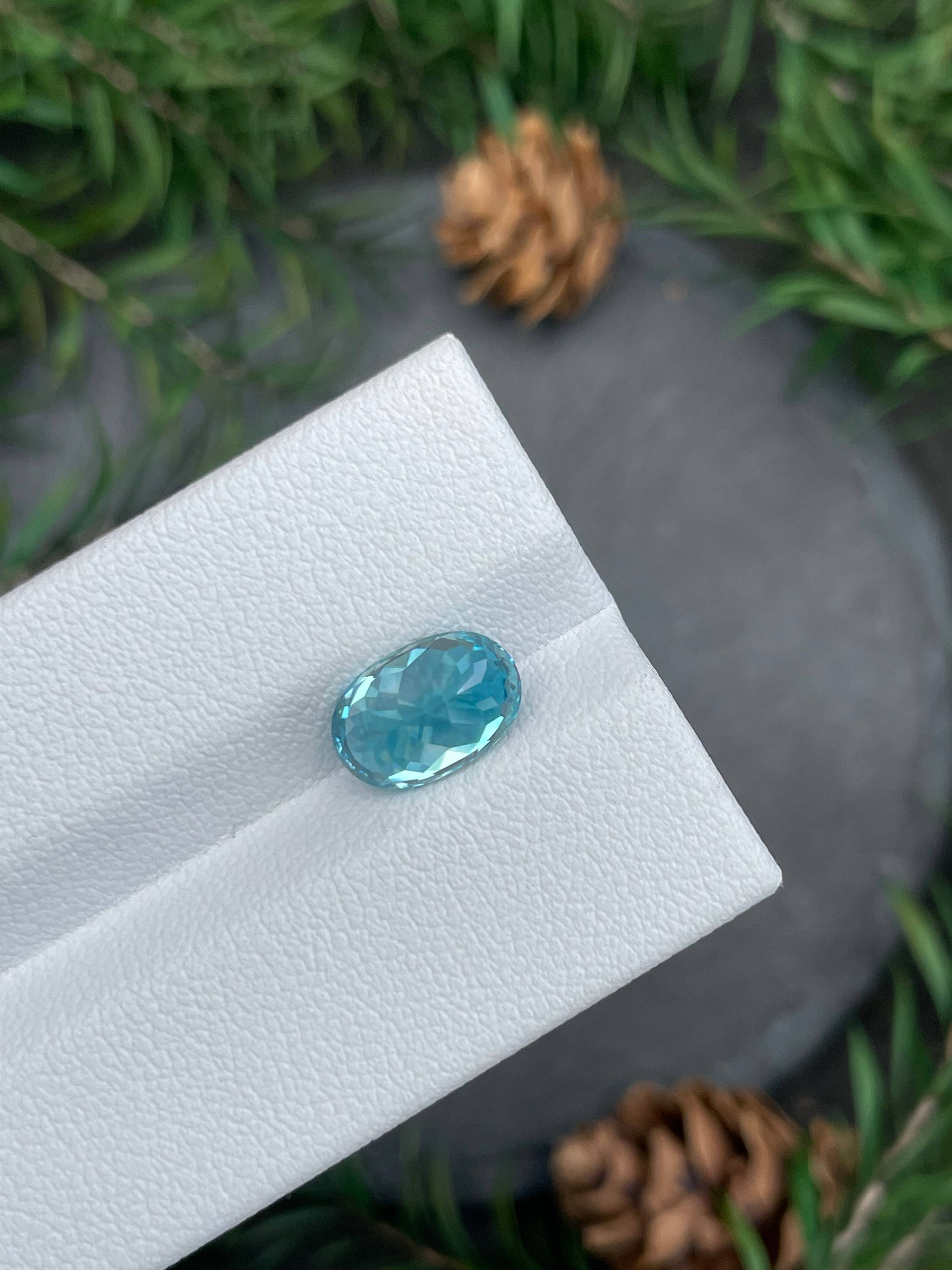 blue blue zircon, 3.7ct oval cut — view 7