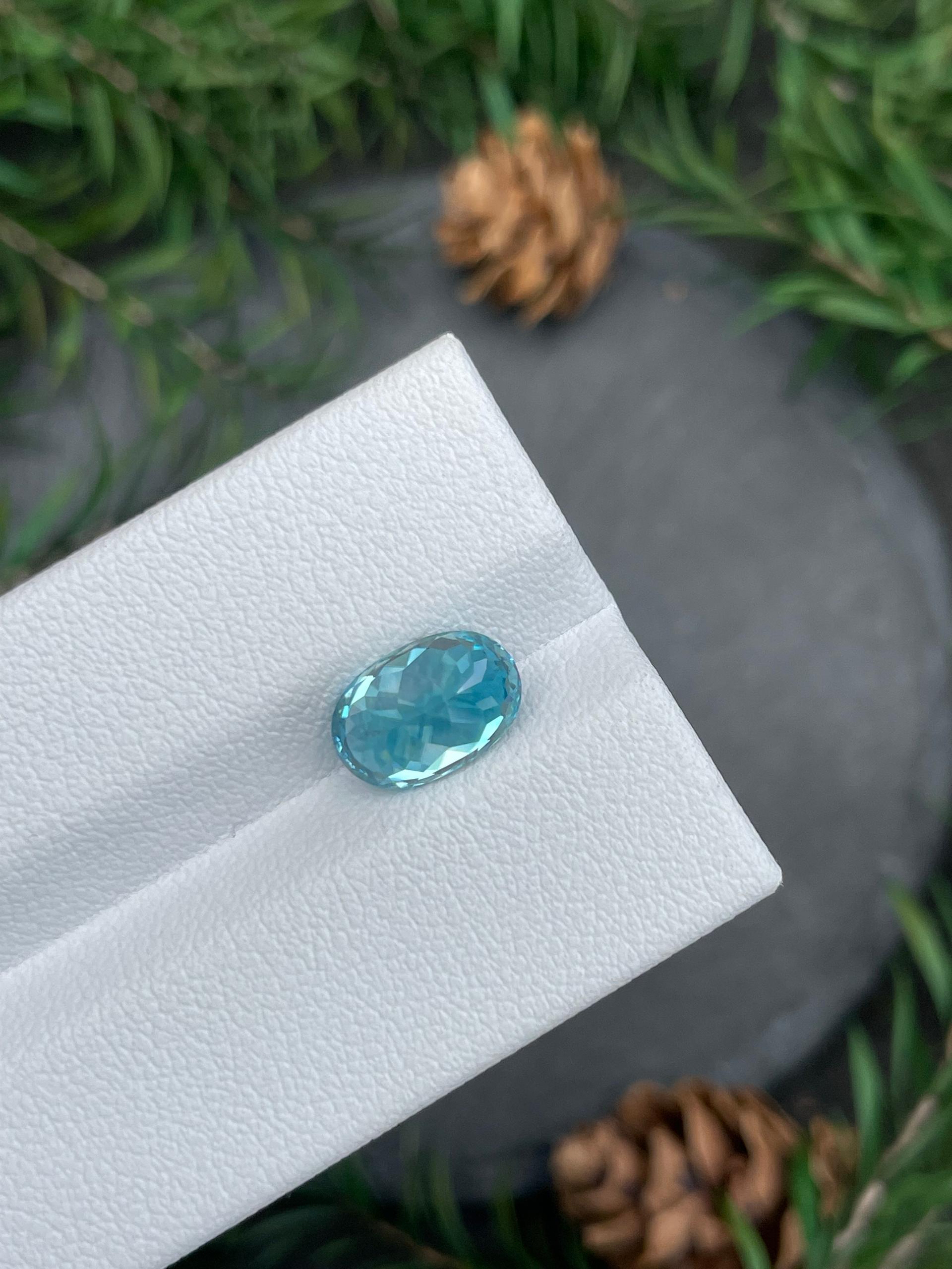 blue blue zircon, 3.7ct oval cut — view 7