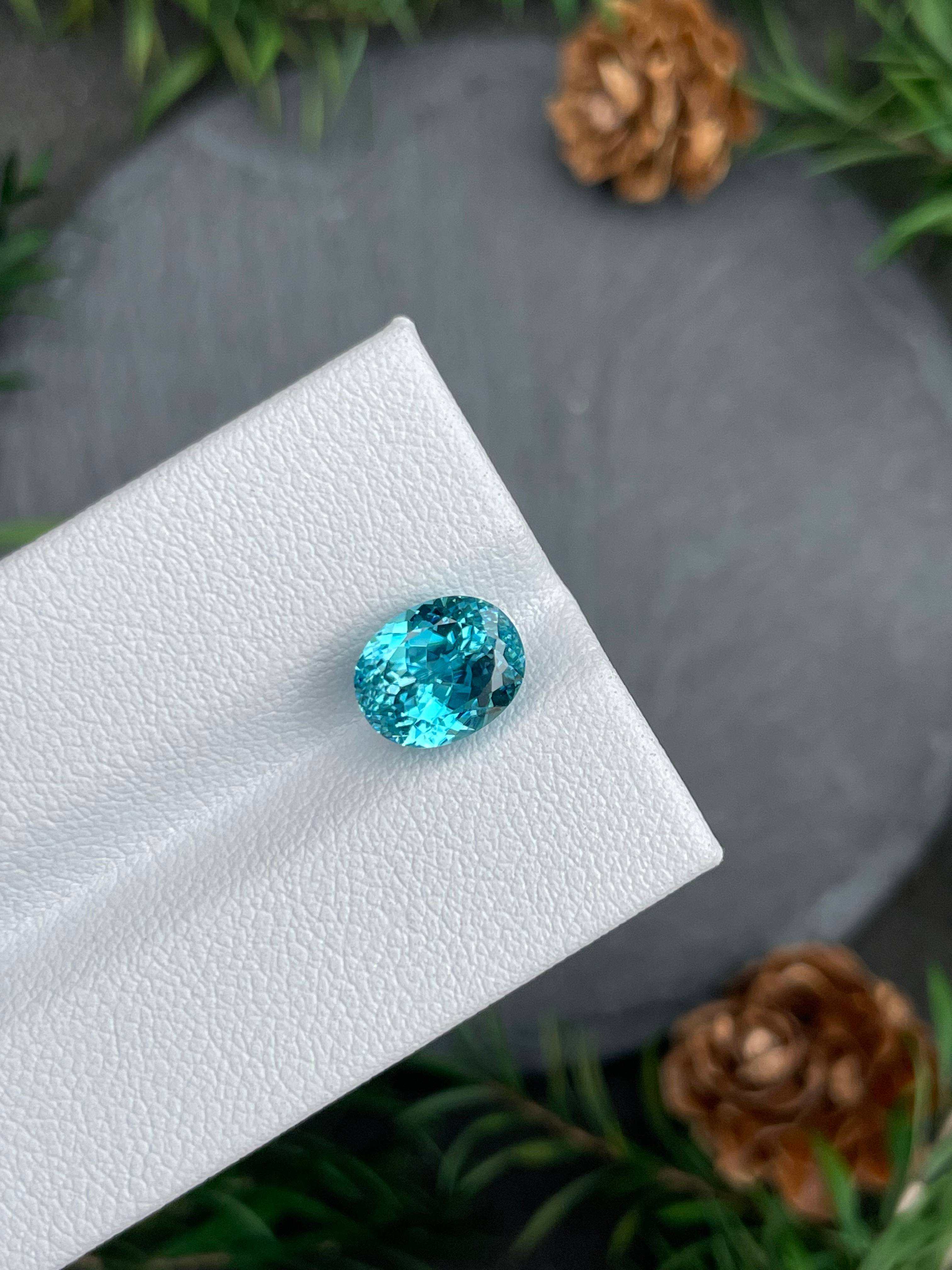blue blue zircon, 4.25ct oval cut — view 5