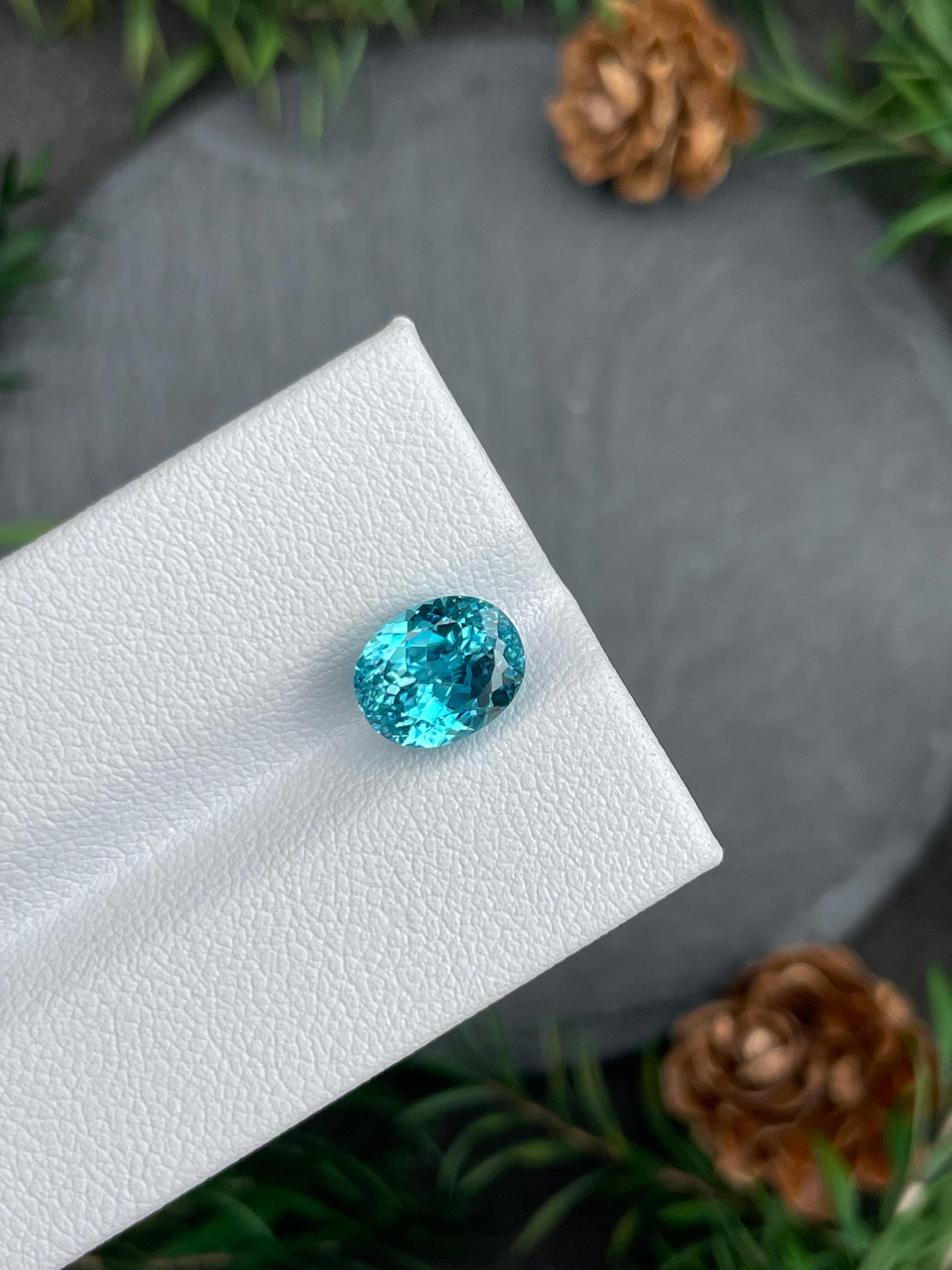 blue blue zircon, 4.25ct oval cut — view 5