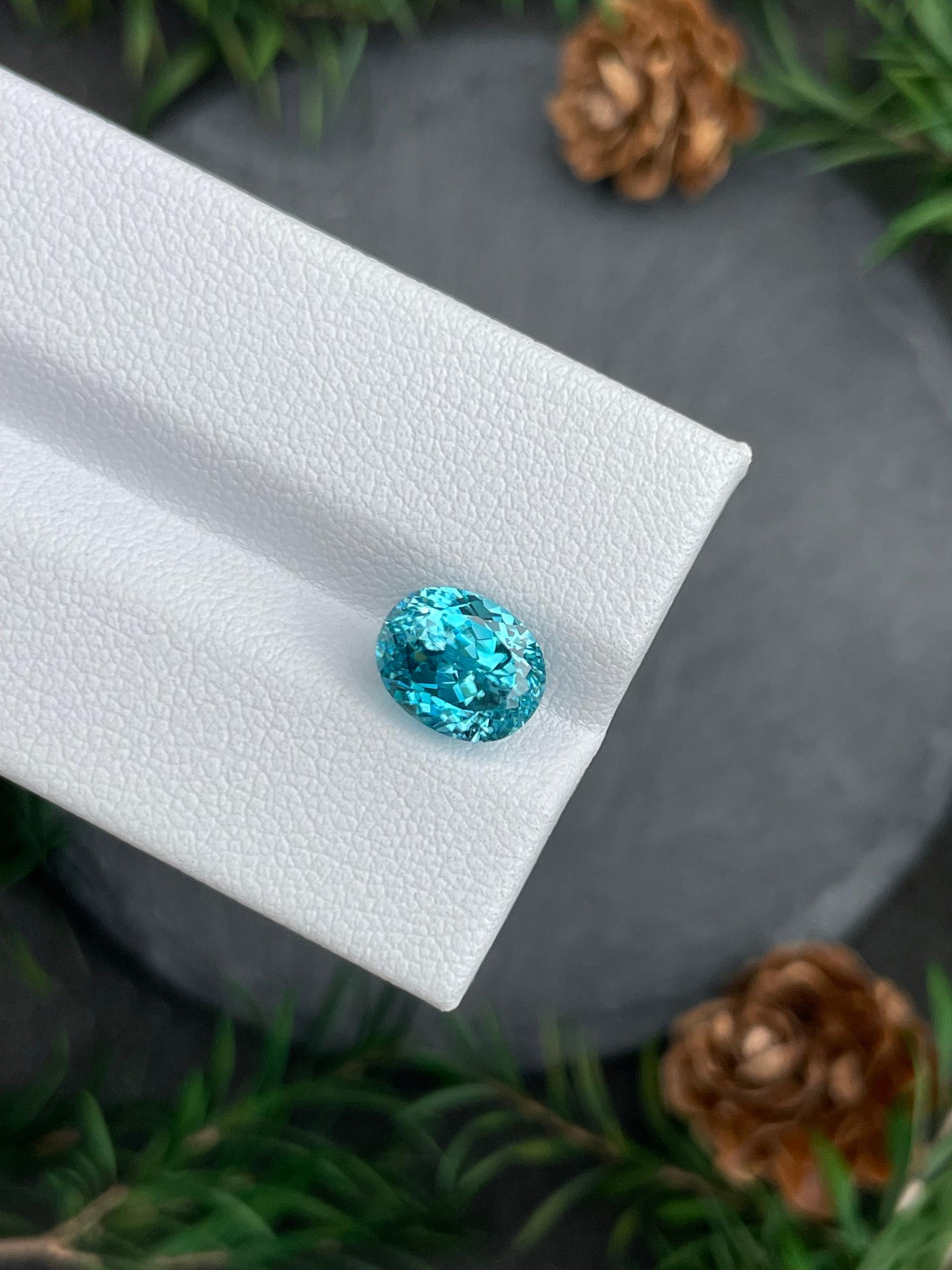 blue blue zircon, 4.25ct oval cut — view 6