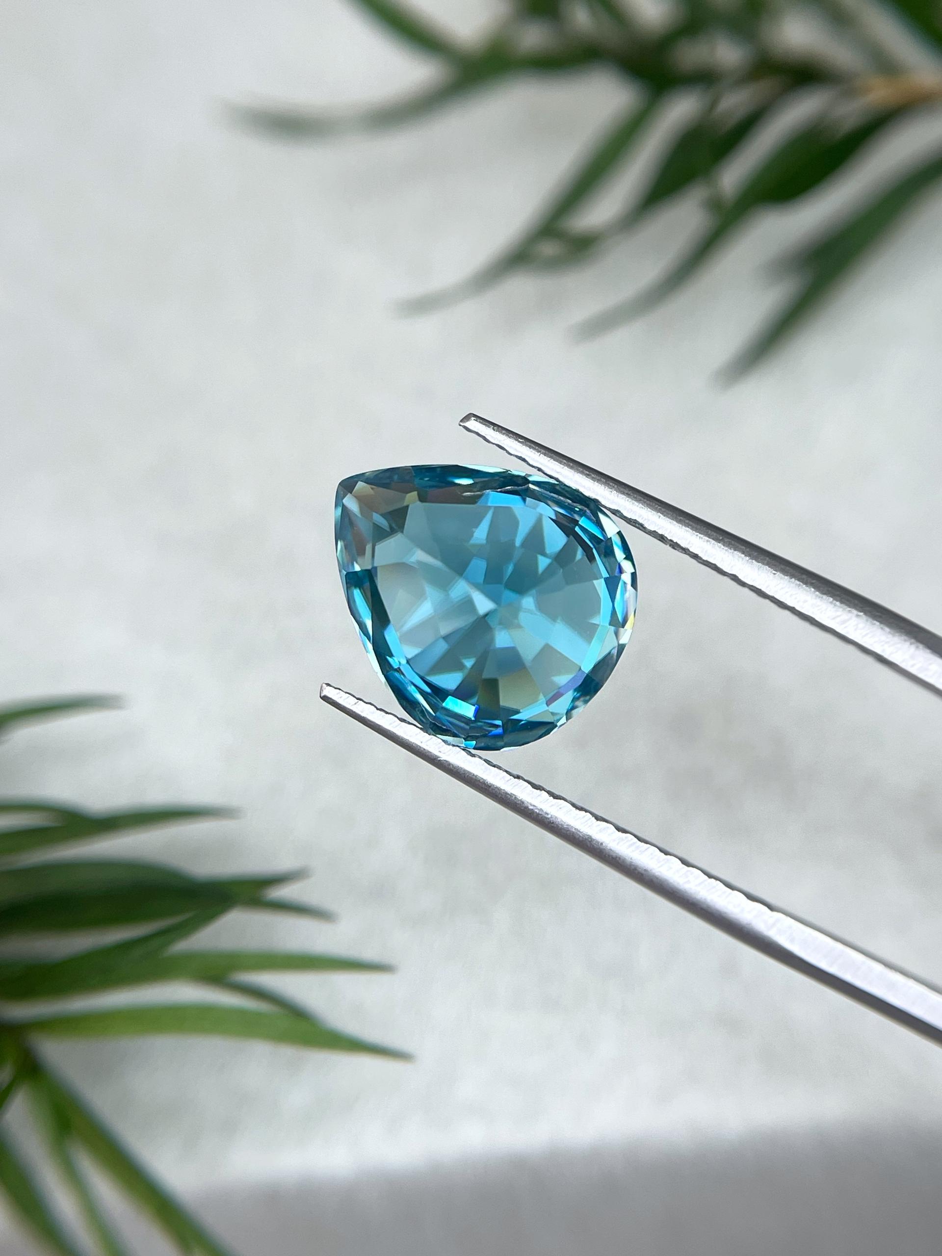 blue blue zircon, 7.58ct pear cut — view 6