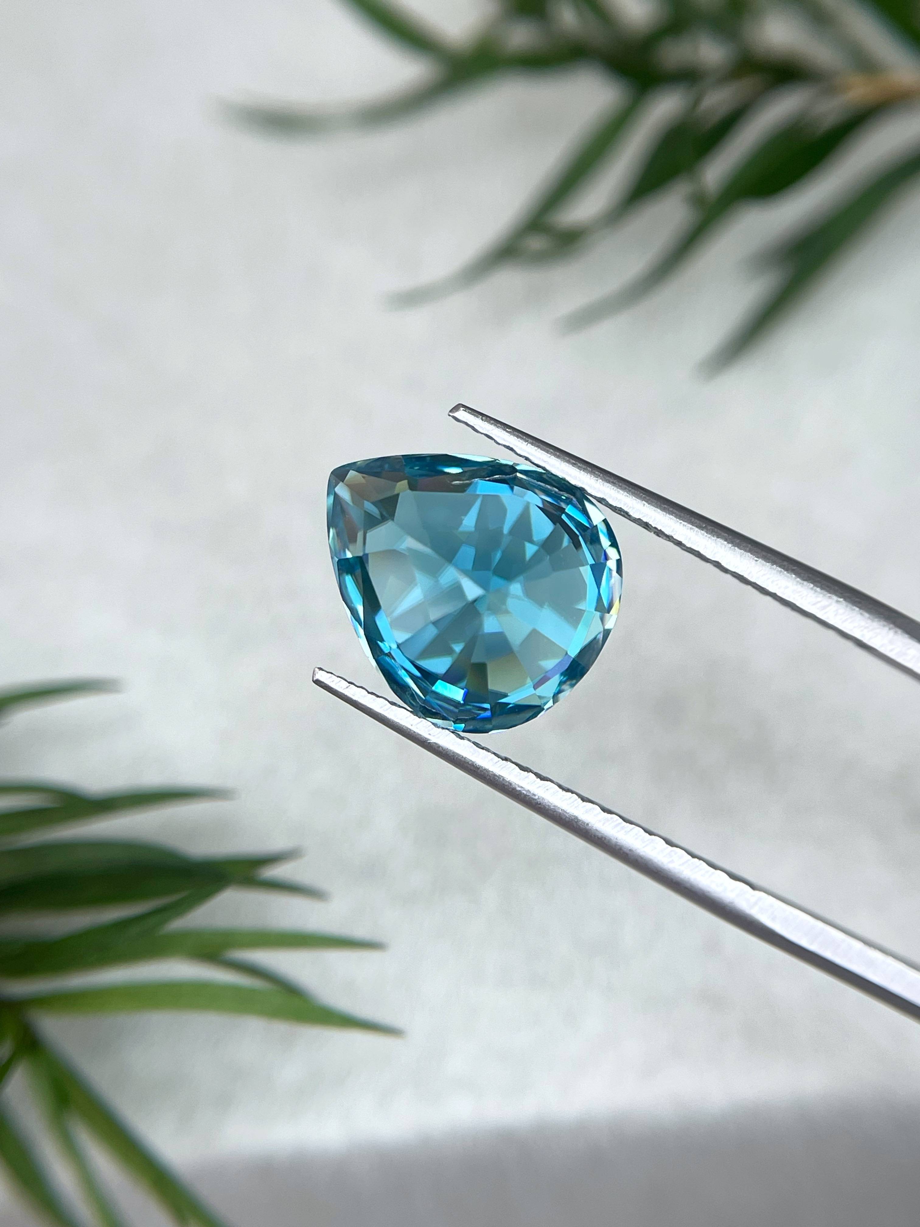 blue blue zircon, 7.58ct pear cut — view 7