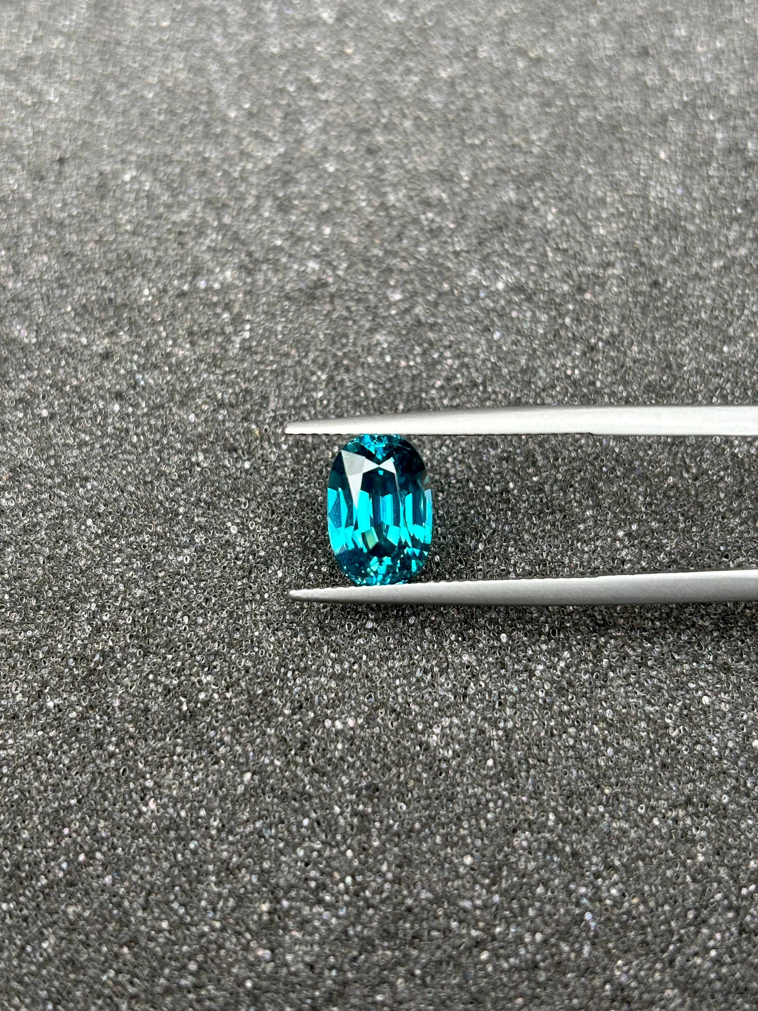 cobalt blue blue zircon, 5.25ct oval cut — view 5