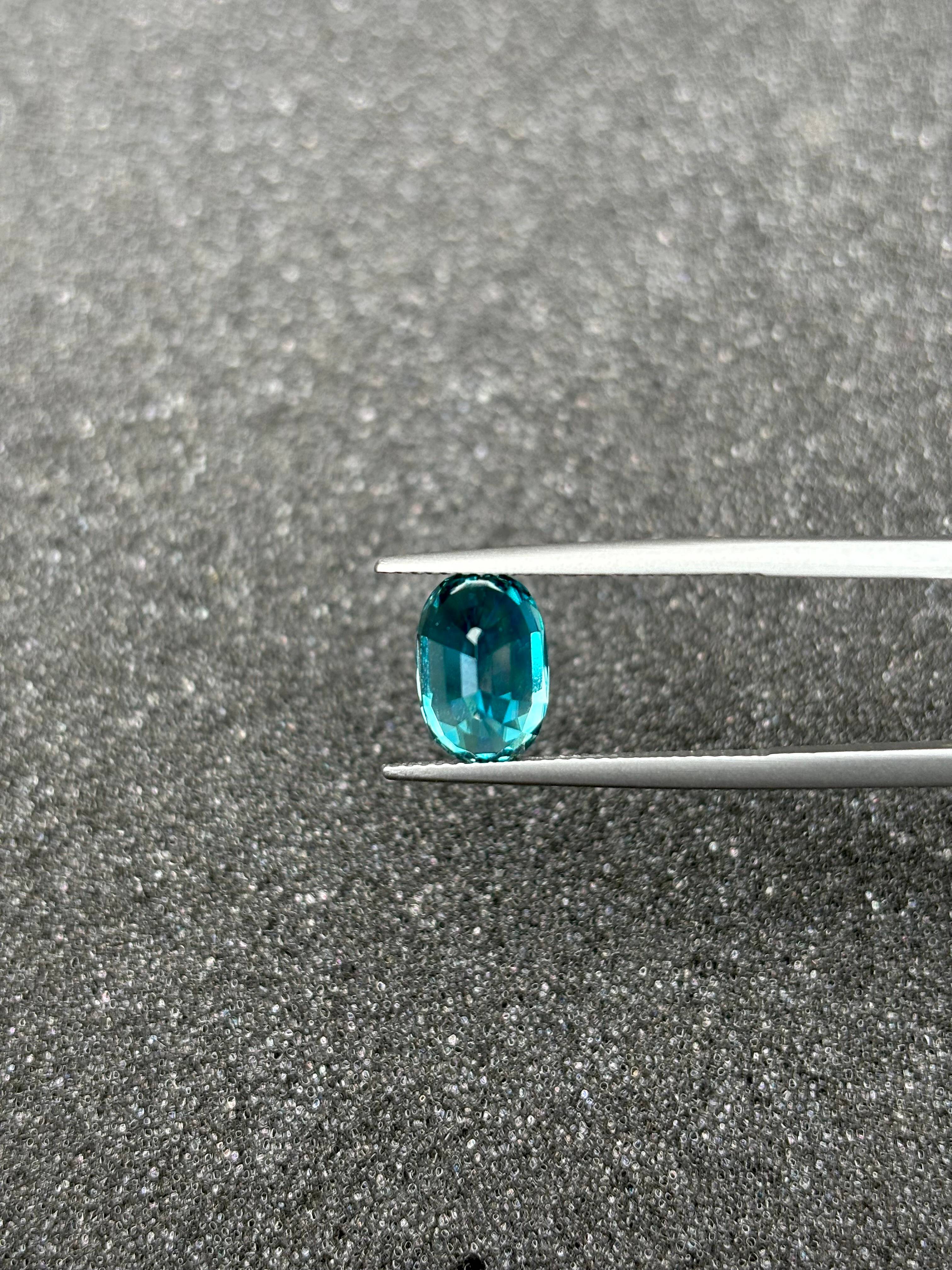 cobalt blue blue zircon, 5.25ct oval cut — view 6