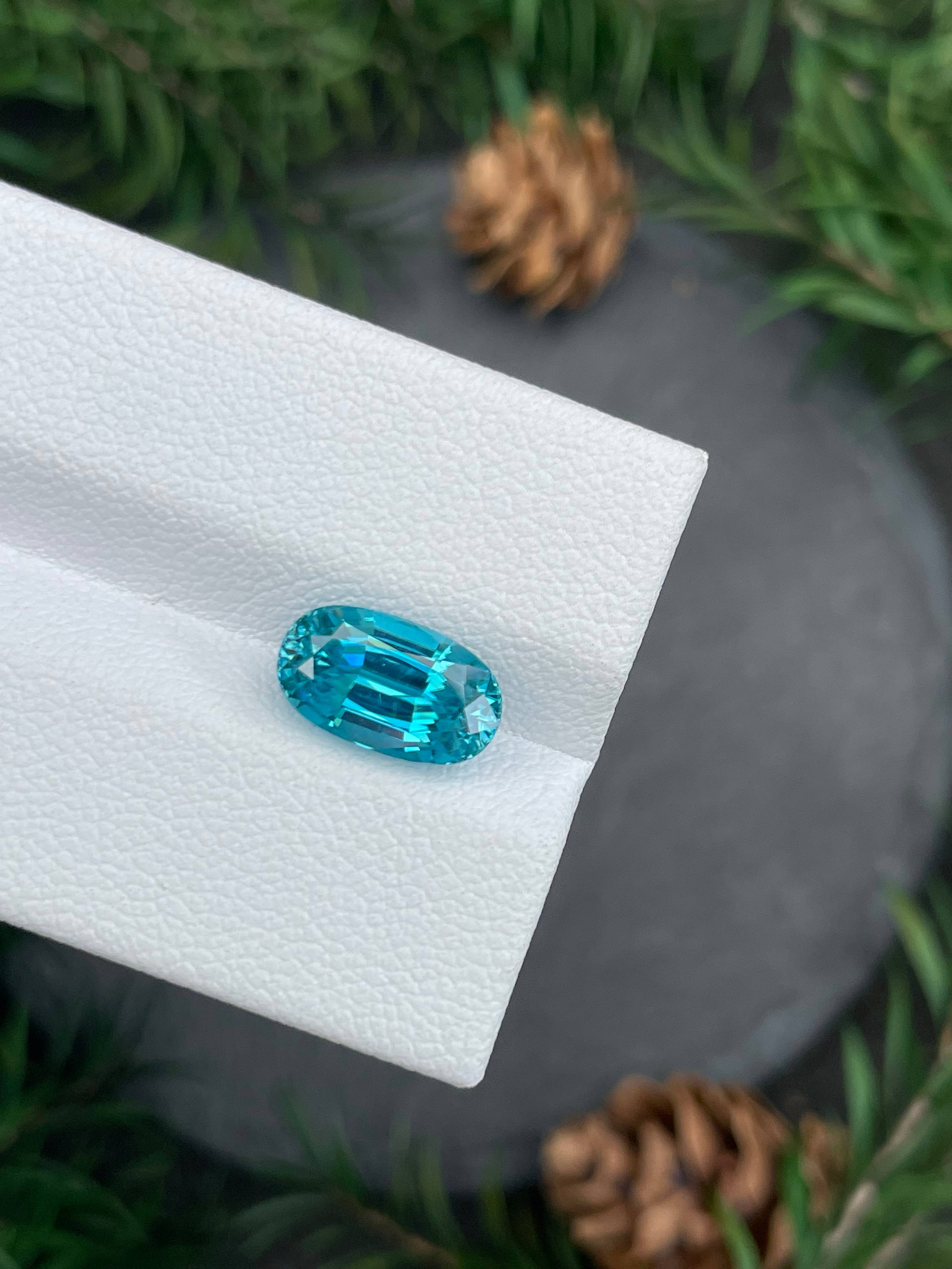 blue blue zircon, 4.47ct oval cut — view 6