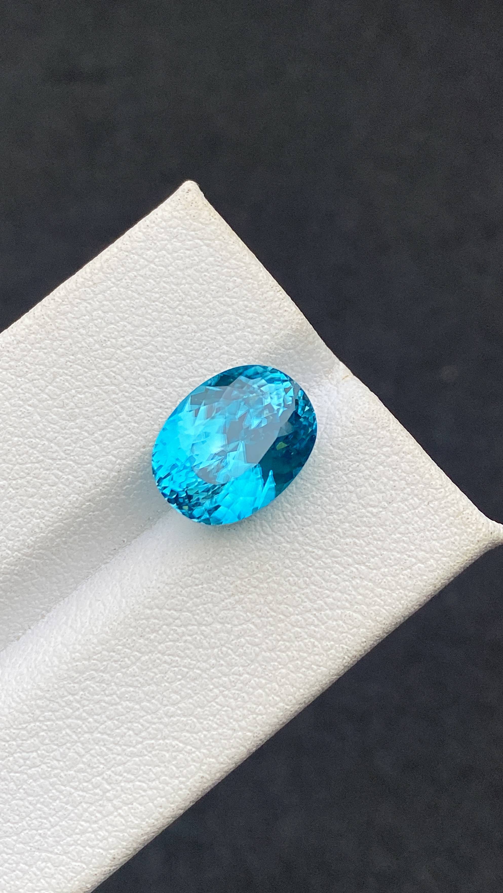 blue blue zircon, 8.51ct oval cut — view 5
