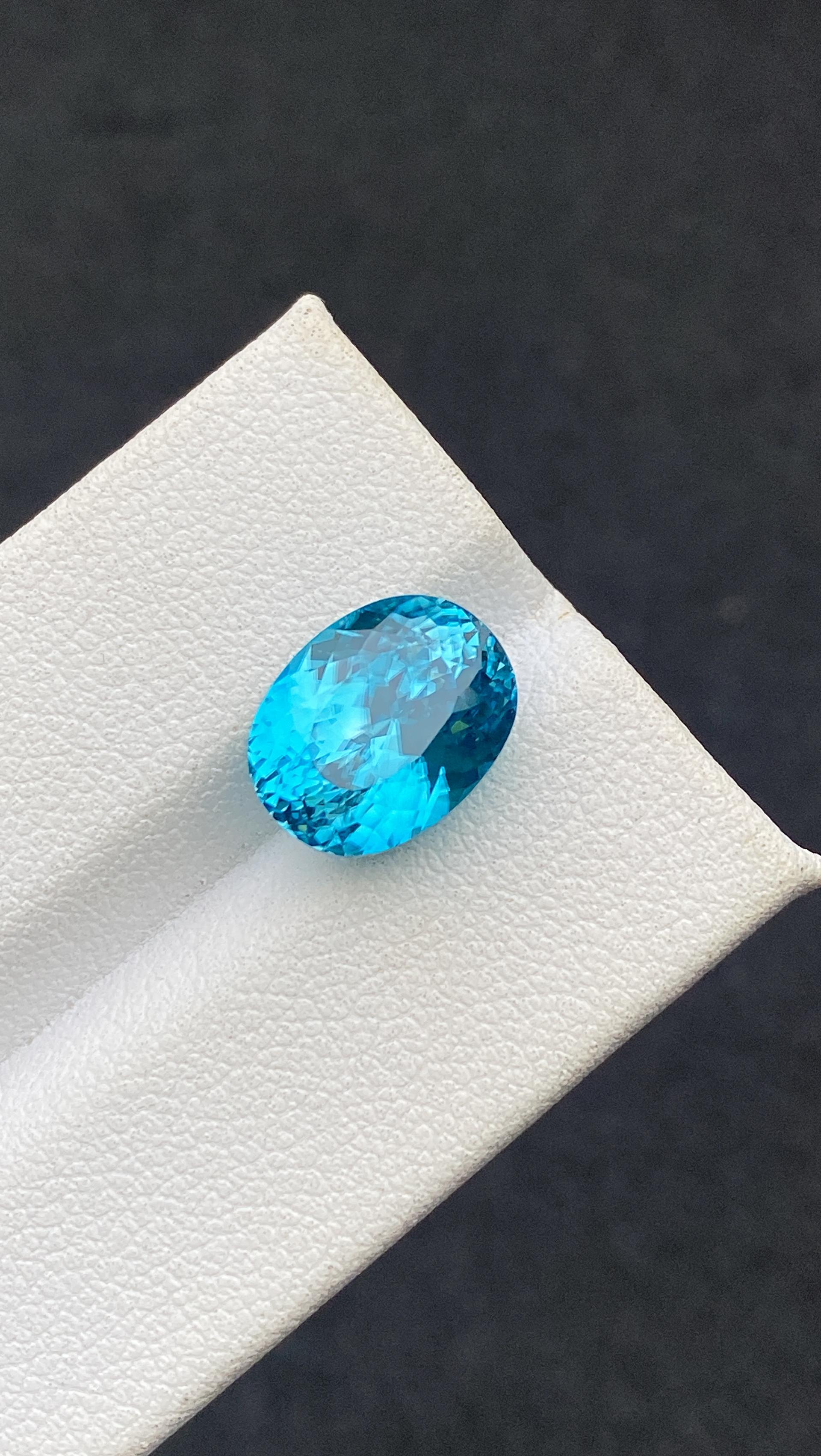 blue blue zircon, 8.51ct oval cut — view 5