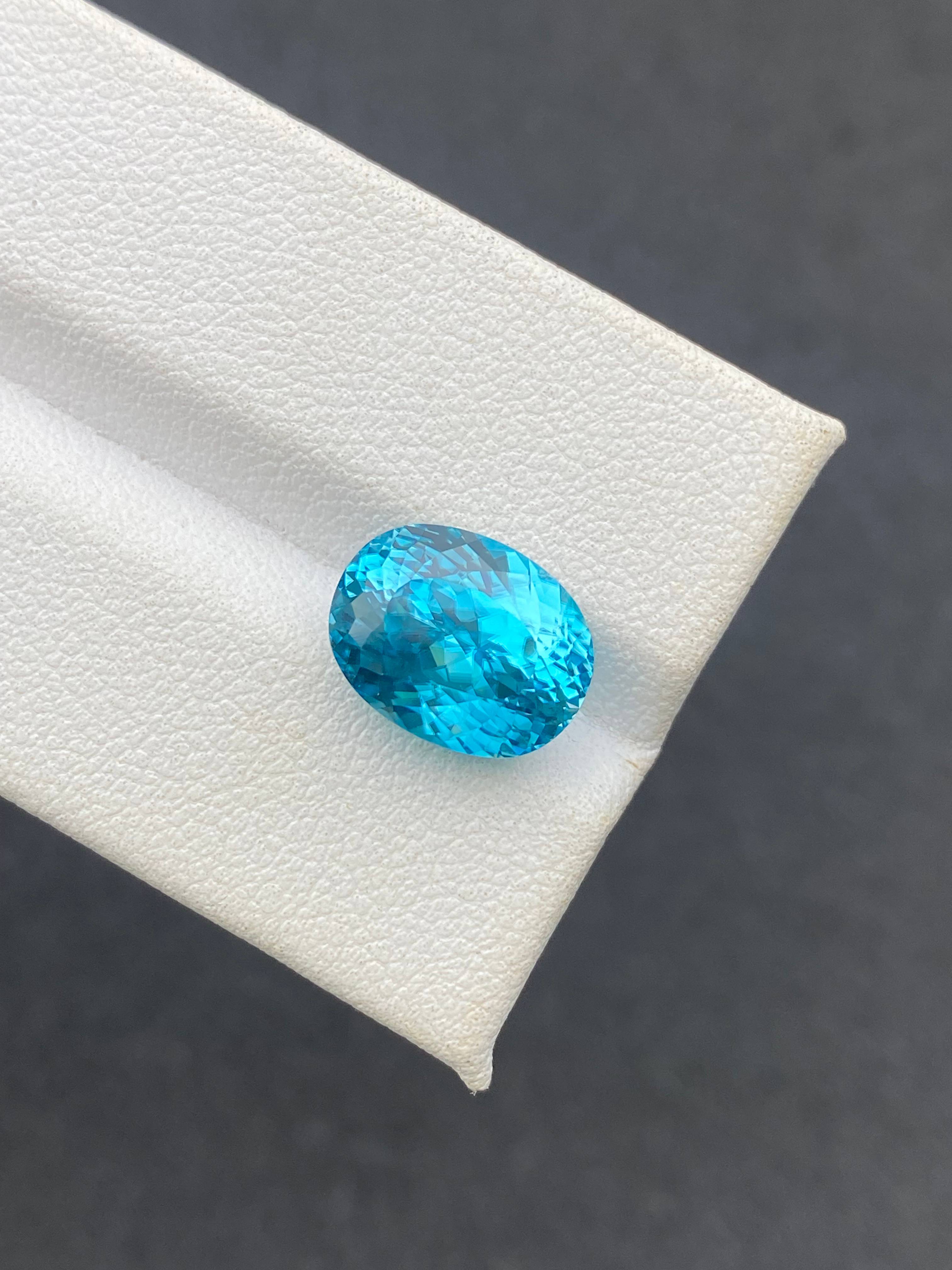 blue blue zircon, 8.51ct oval cut — view 6