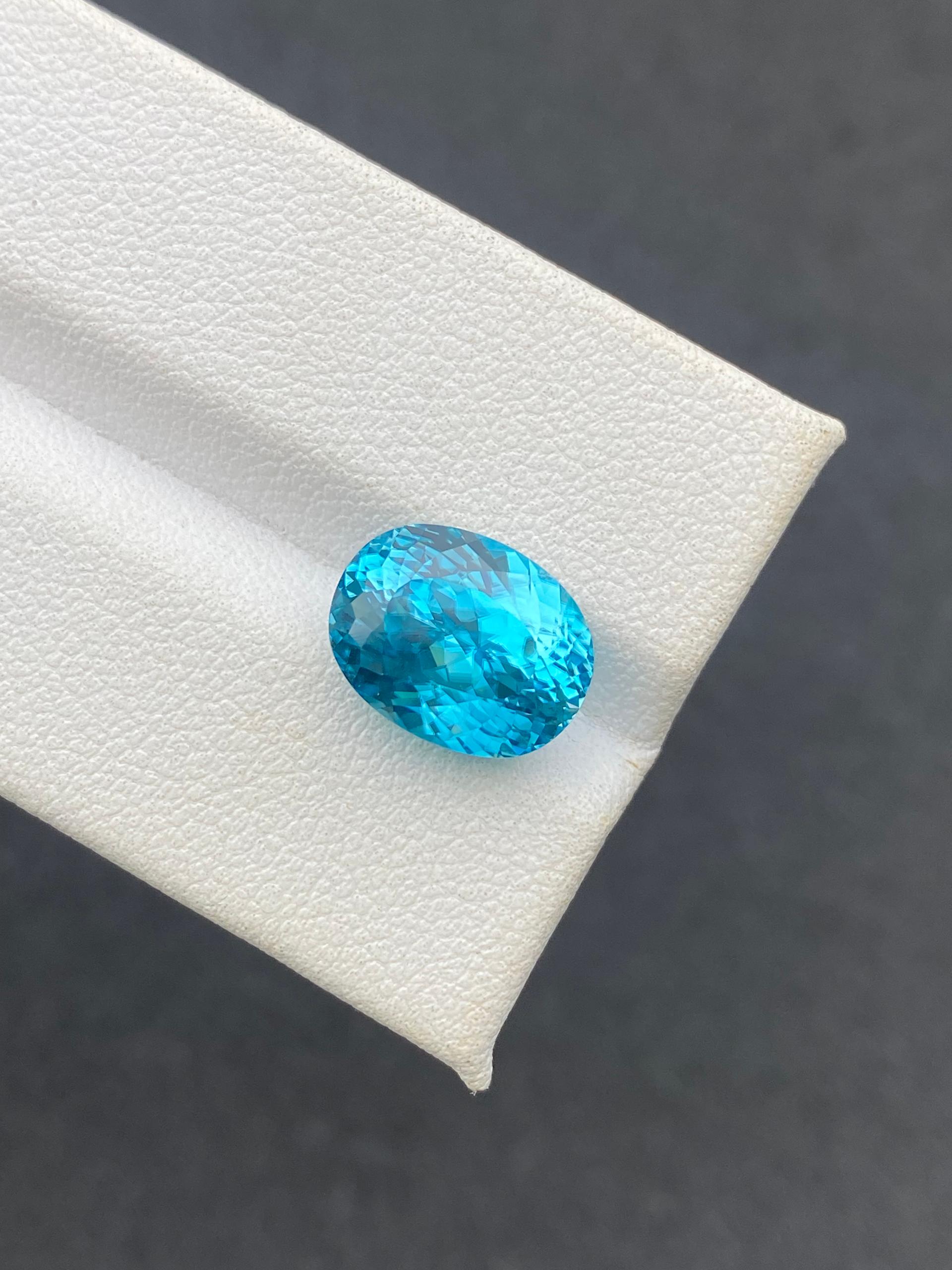 blue blue zircon, 8.51ct oval cut — view 6