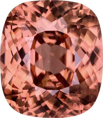 Cushion cut zircon, 13.46 by 11.72 mm, shown at actual size
