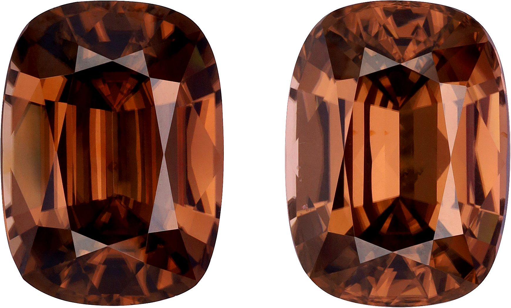 Cushion cut zircon, 15.4 by 11.29 mm, shown at actual size